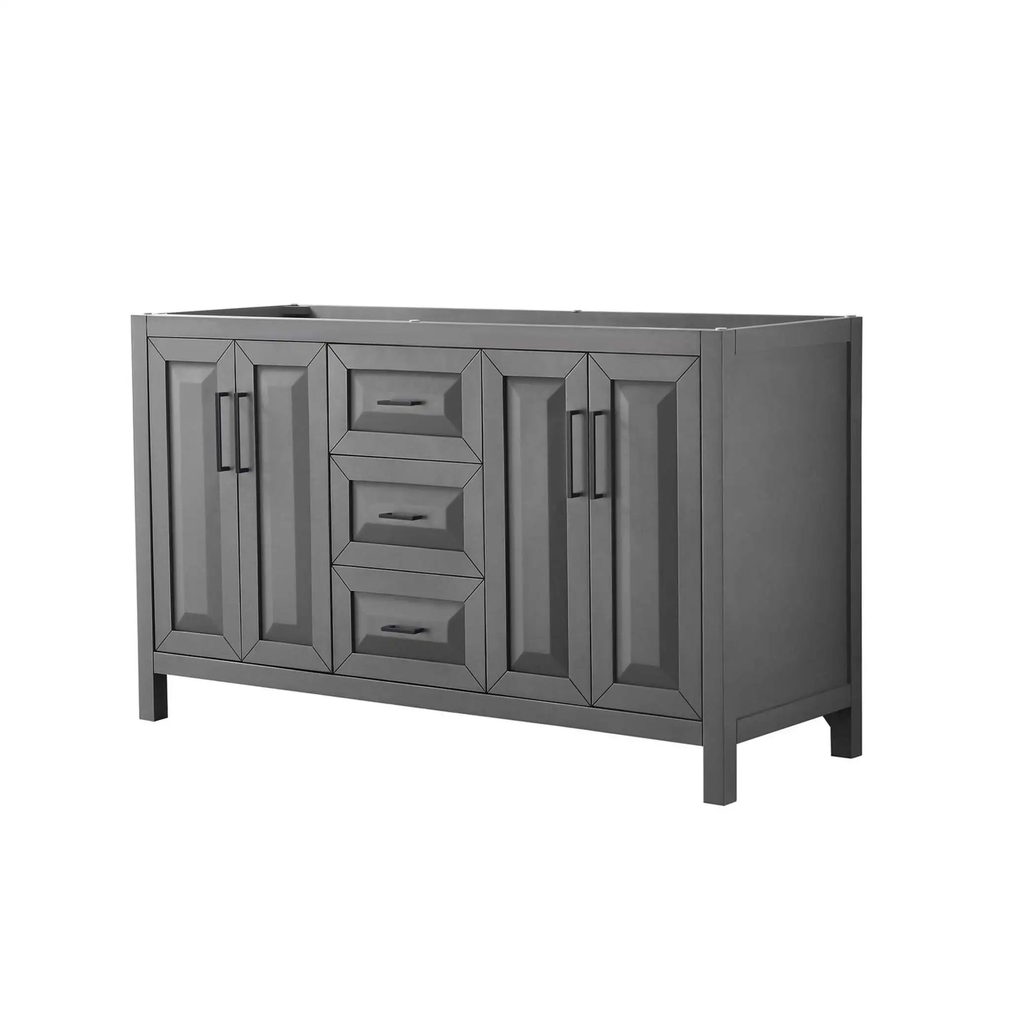 60" Daria Double Bathroom Vanity in Dark Gray with Matte Black Trim by Wyndham