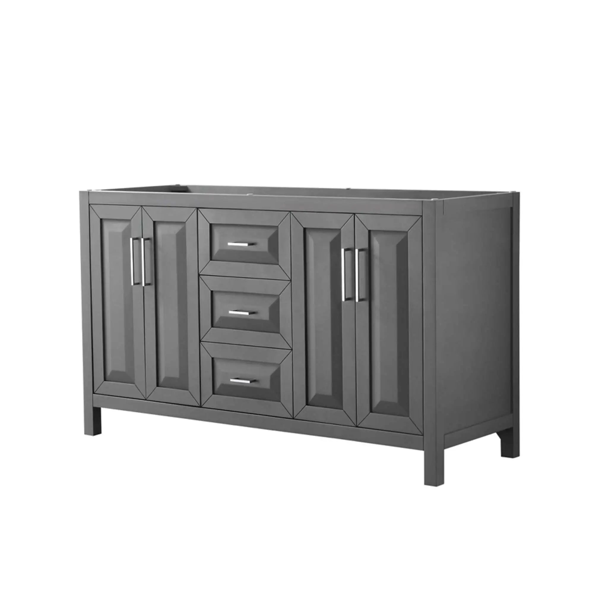 60" Daria Double Bathroom Vanity in Dark Gray with Polished Chrome Trim by Wyndham