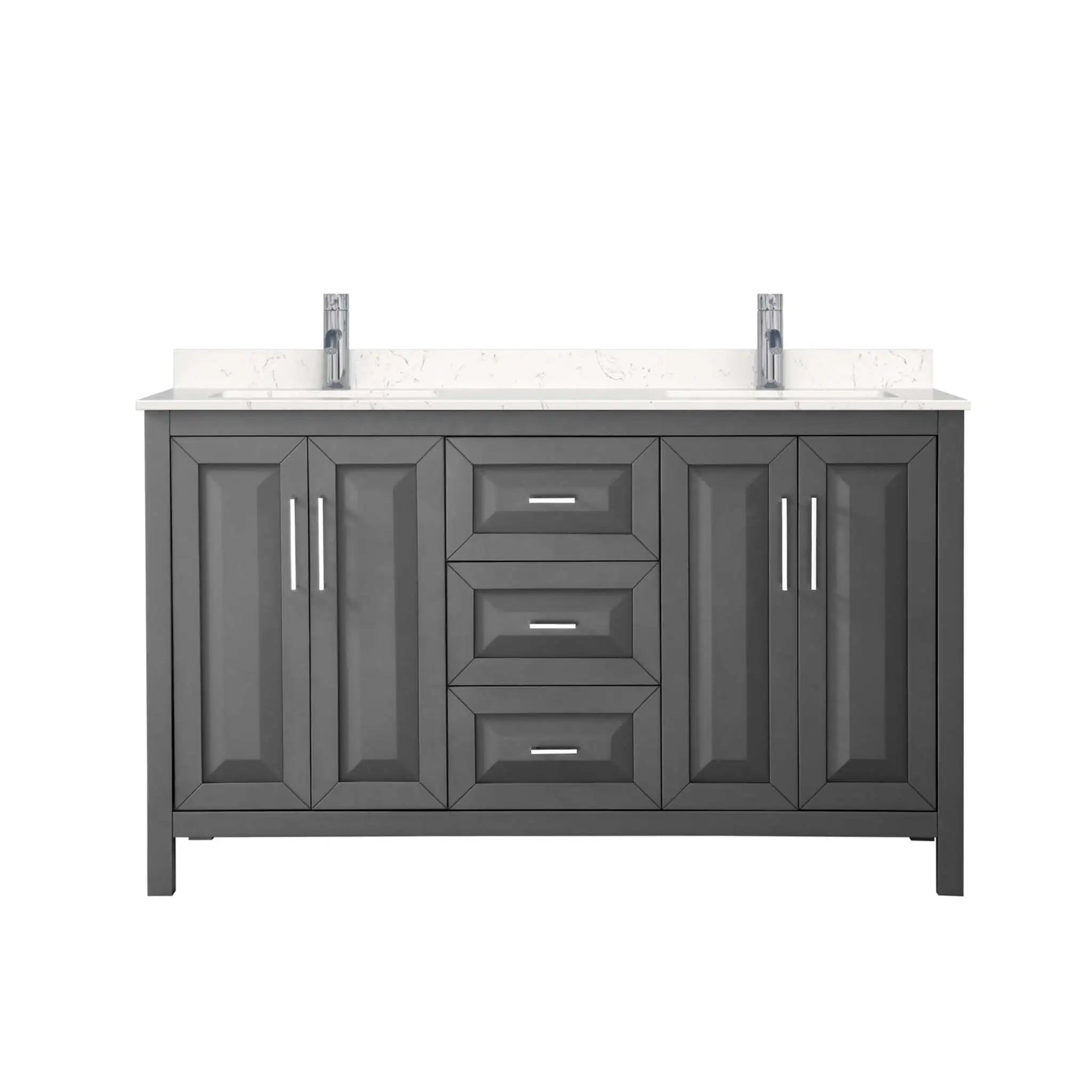 60" Daria Double Bathroom Vanity in Dark Gray with Polished Chrome Trim by Wyndham