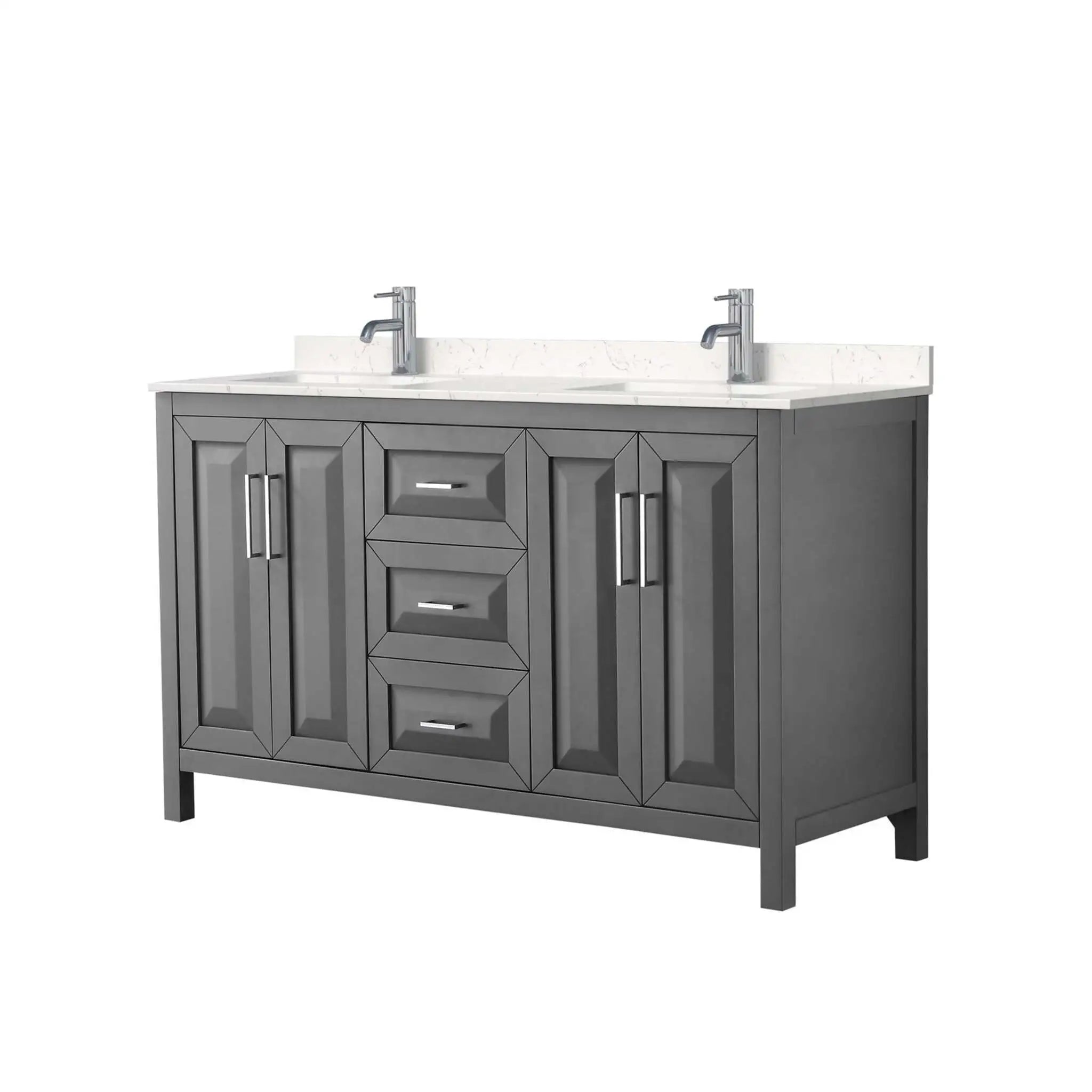 60" Daria Double Bathroom Vanity in Dark Gray with Polished Chrome Trim by Wyndham