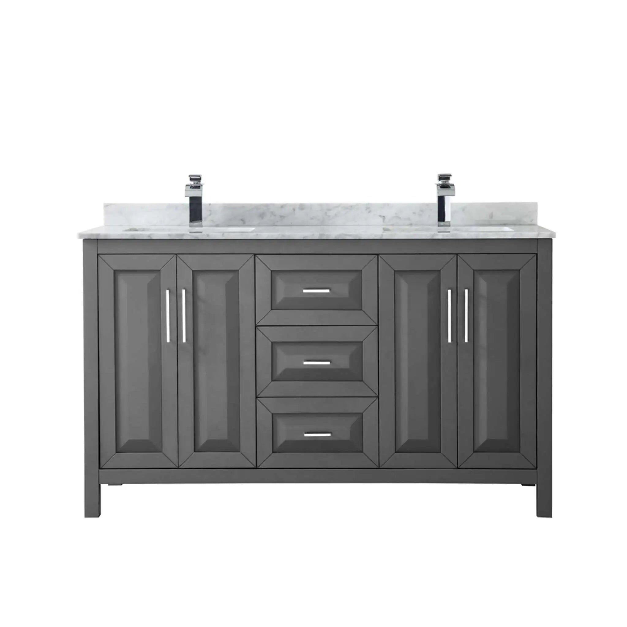 60" Daria Double Bathroom Vanity in Dark Gray with Polished Chrome Trim by Wyndham