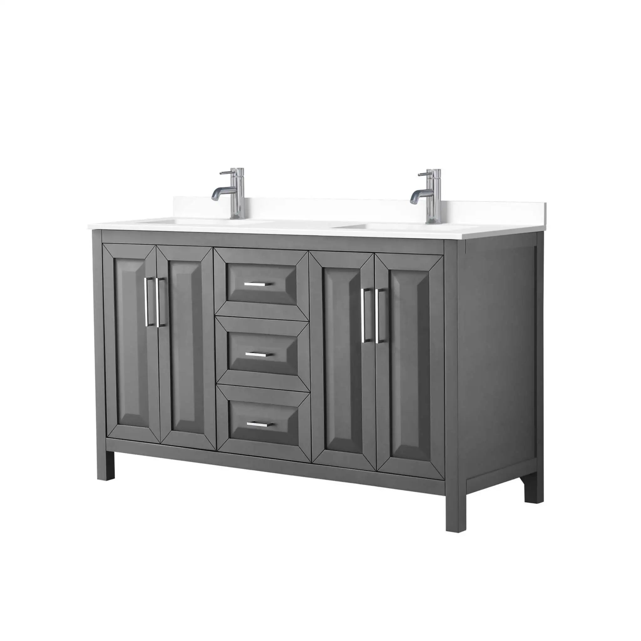 60" Daria Double Bathroom Vanity in Dark Gray with Polished Chrome Trim by Wyndham