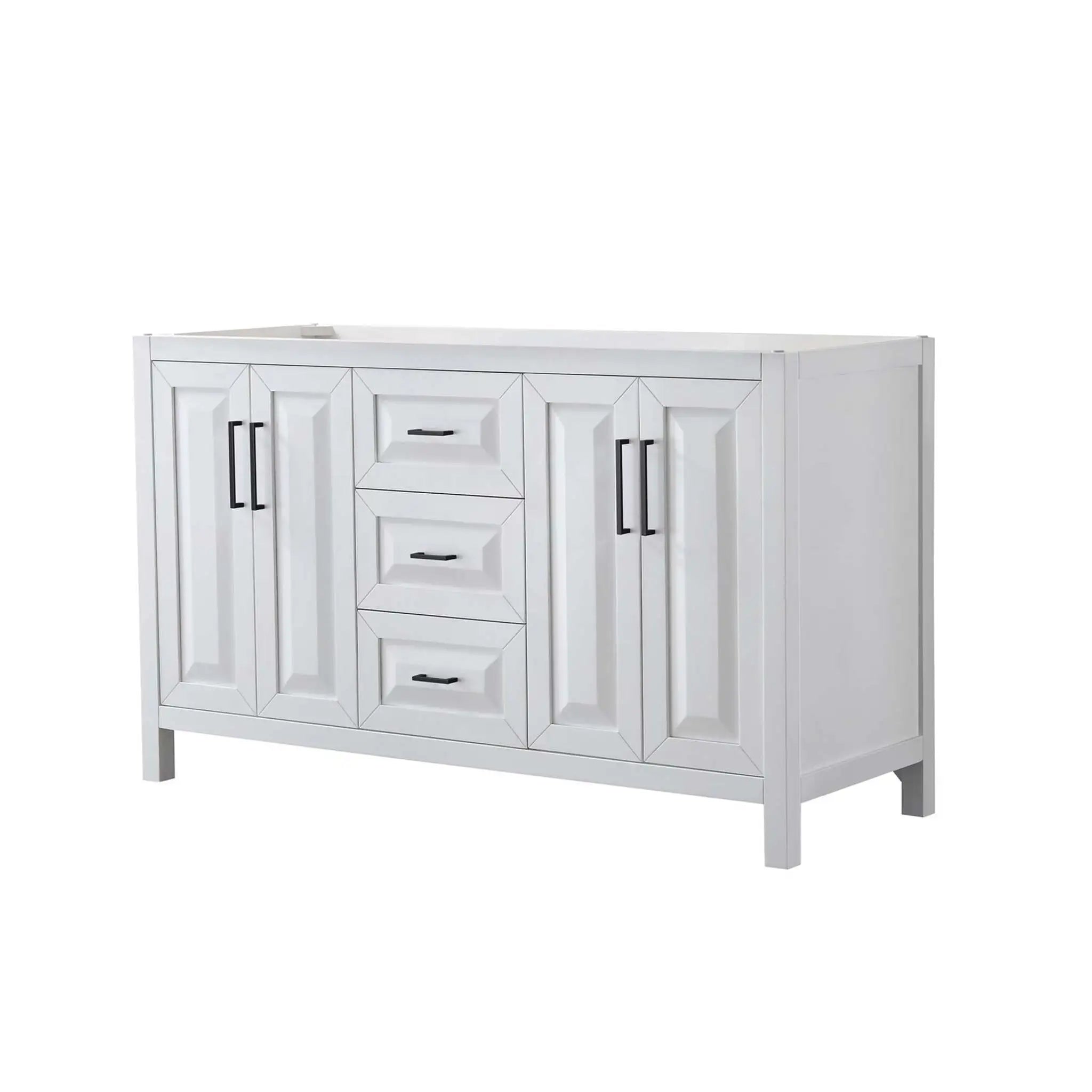 60" Daria Double Bathroom Vanity in White with Matte Black Trim by Wyndham