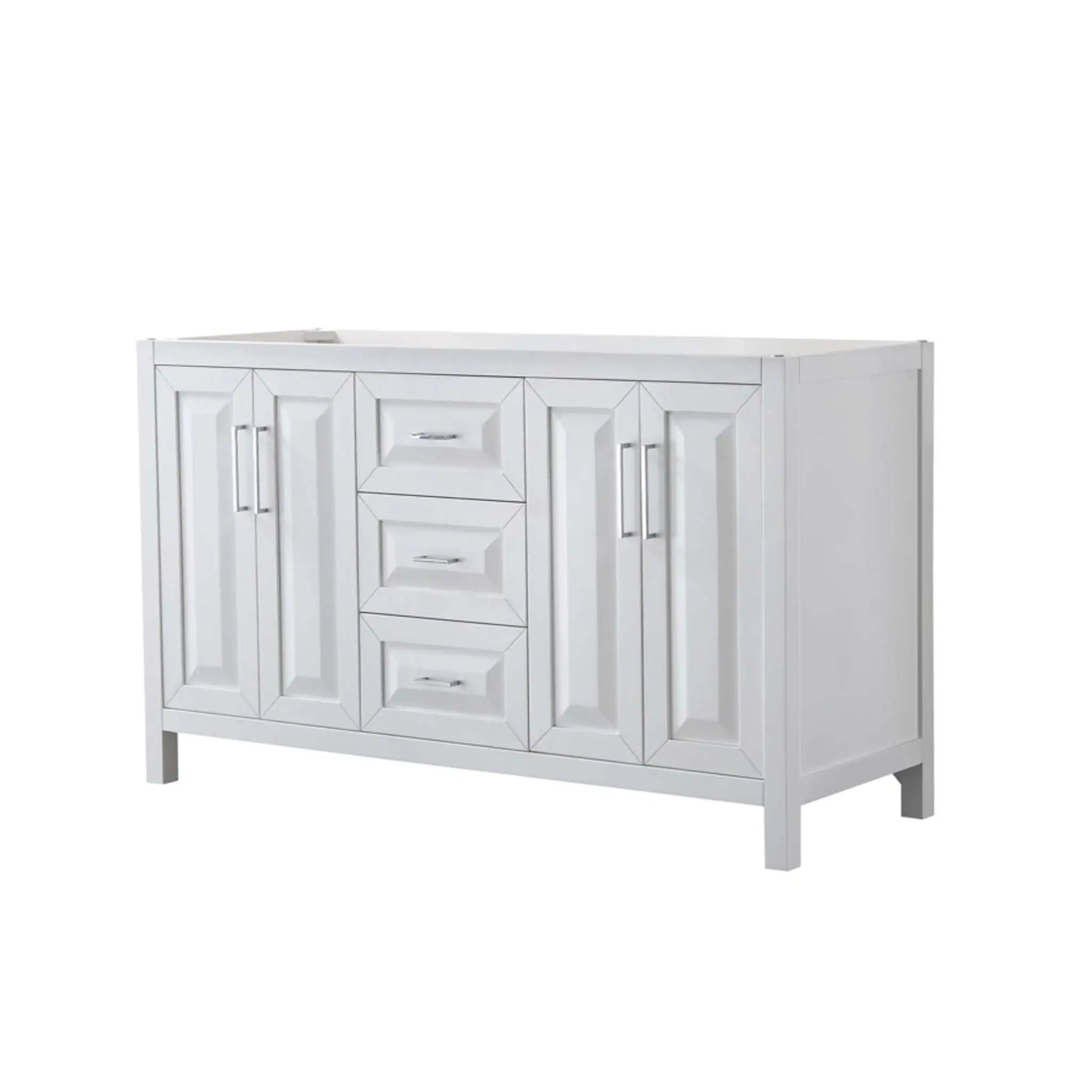 60" Daria Double Bathroom Vanity in White with Polished Chrome Trim by Wyndham
