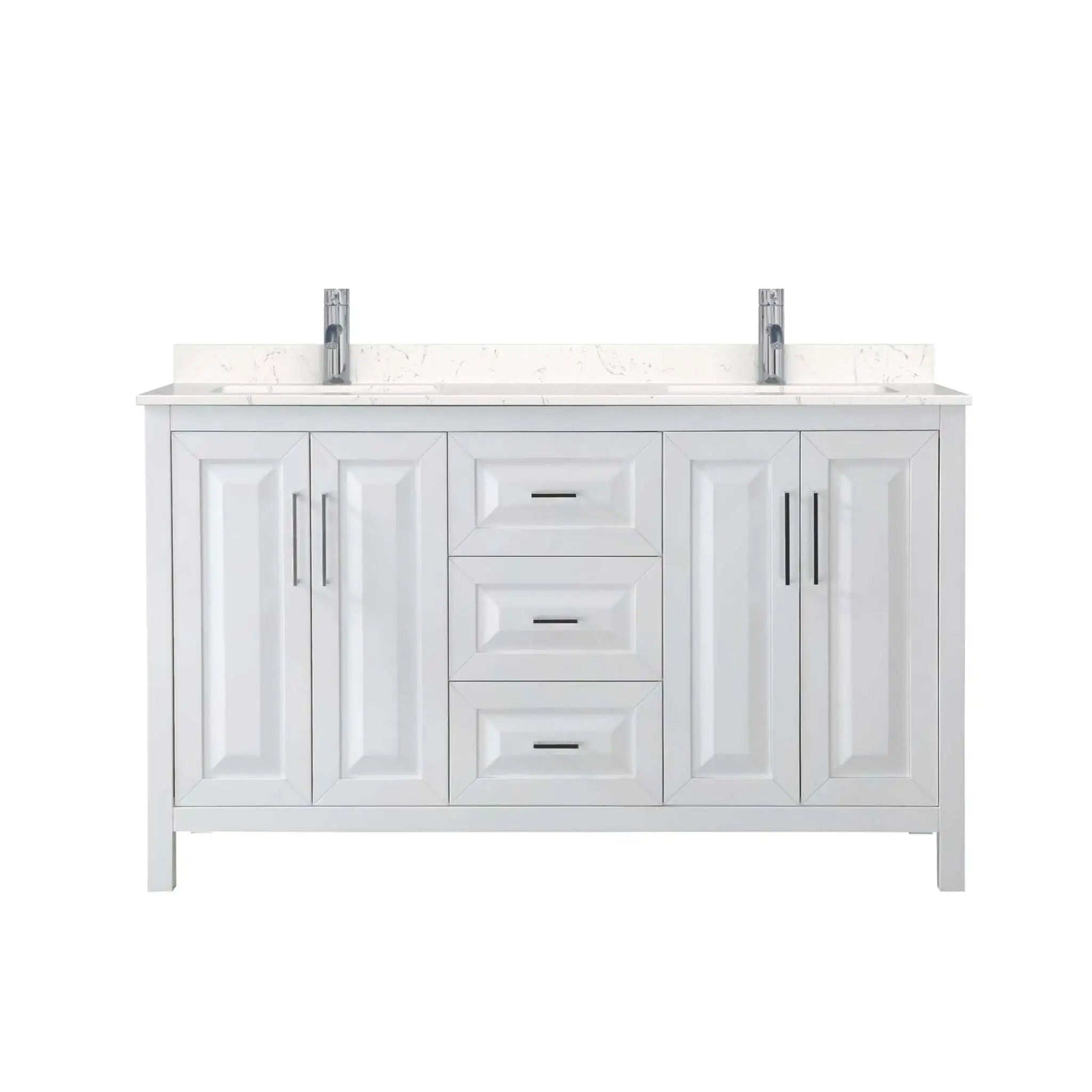 60" Daria Double Bathroom Vanity in White with Polished Chrome Trim by Wyndham