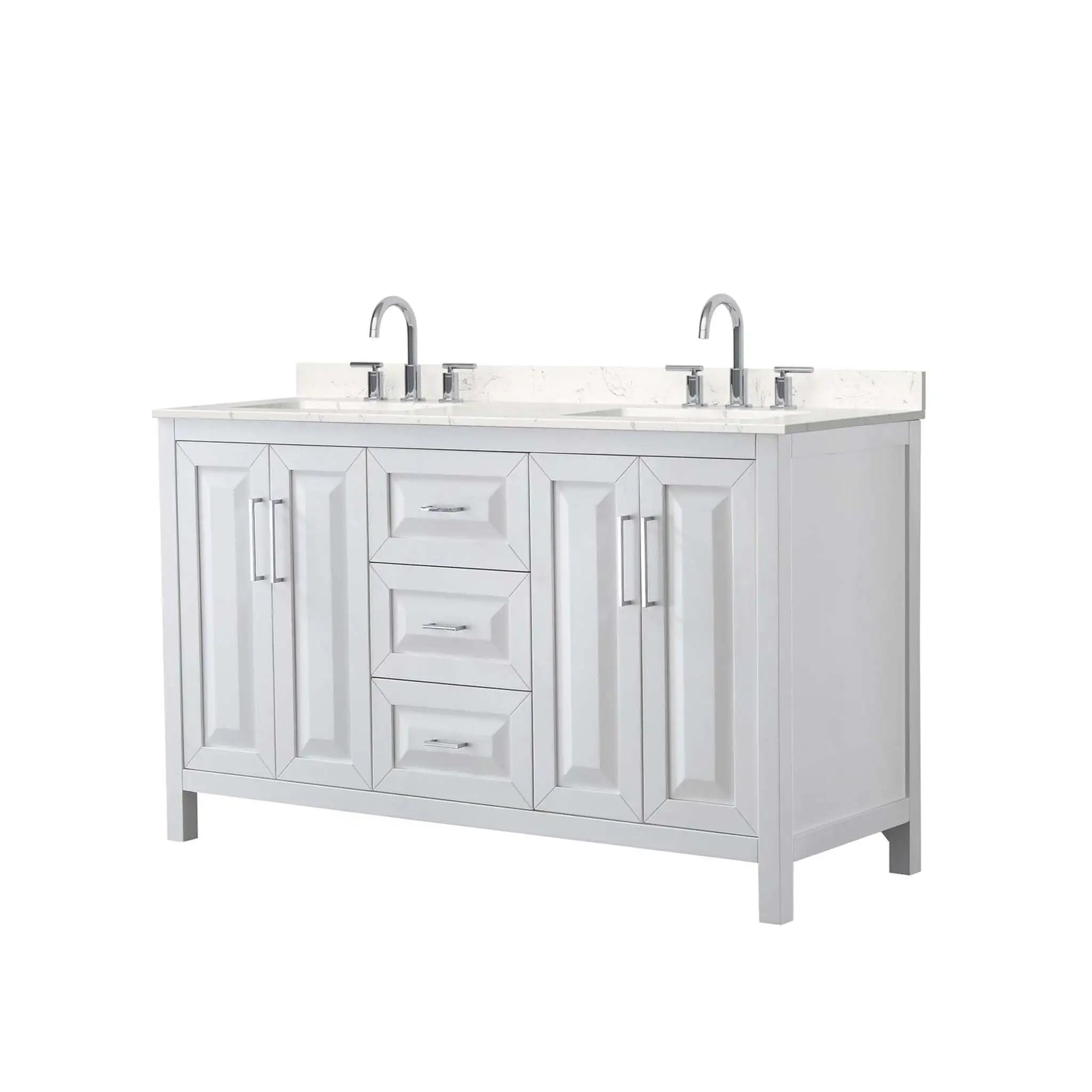 60" Daria Double Bathroom Vanity in White with Polished Chrome Trim by Wyndham