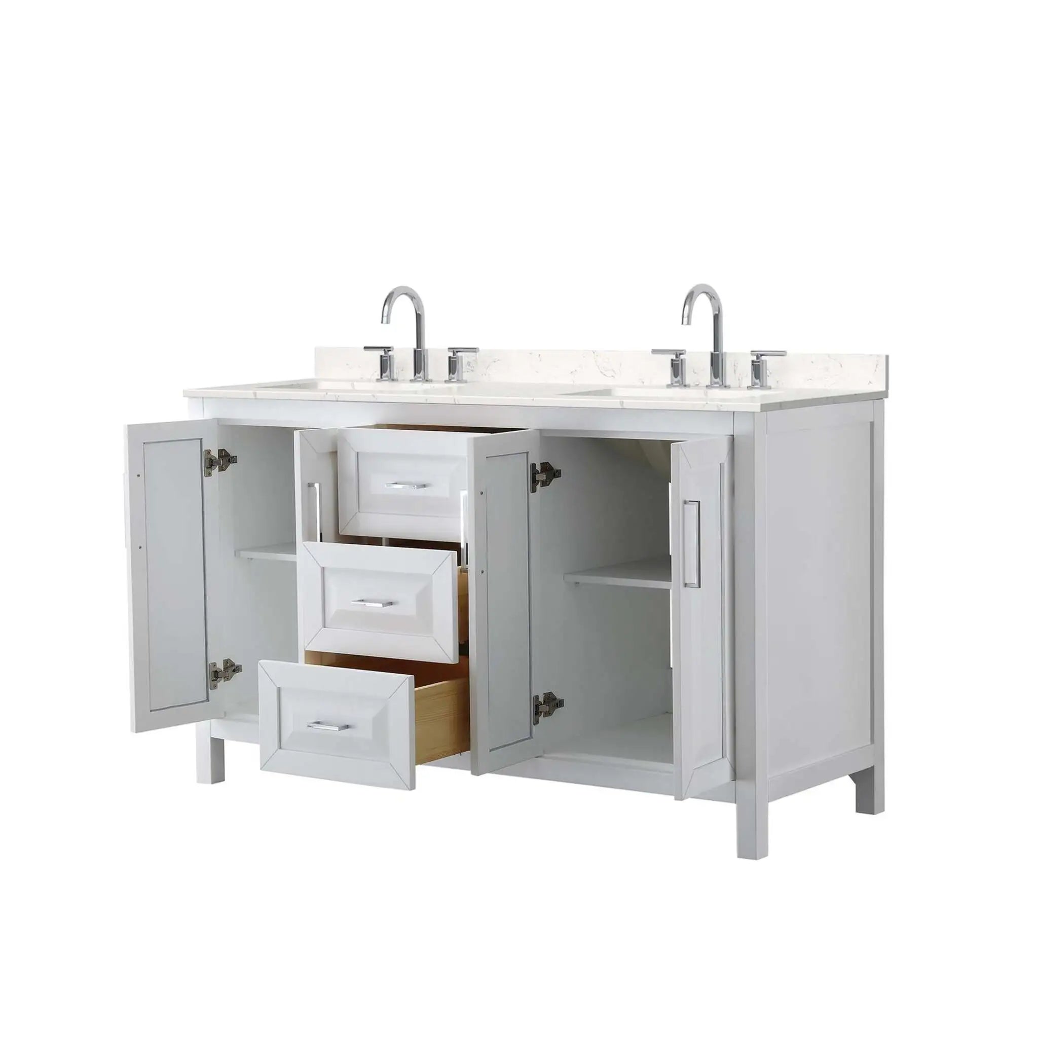 60" Daria Double Bathroom Vanity in White with Polished Chrome Trim by Wyndham