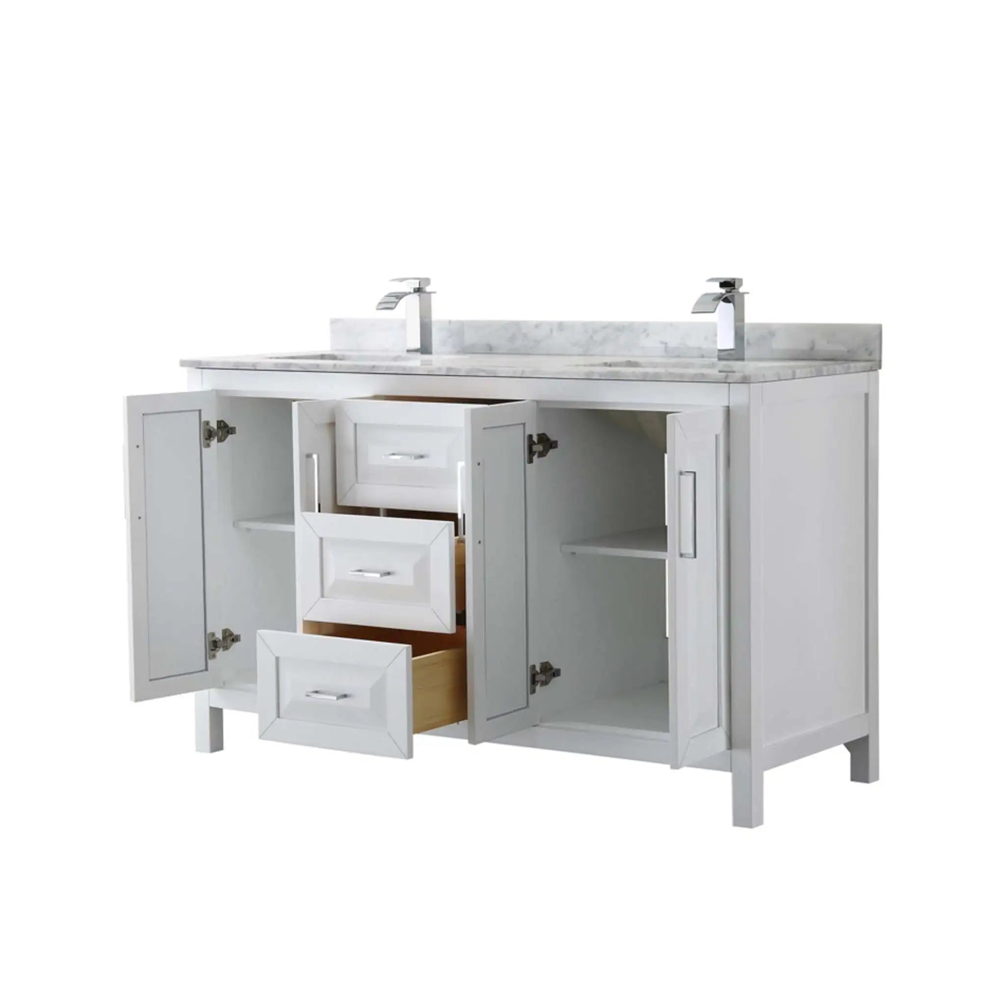 60" Daria Double Bathroom Vanity in White with Polished Chrome Trim by Wyndham