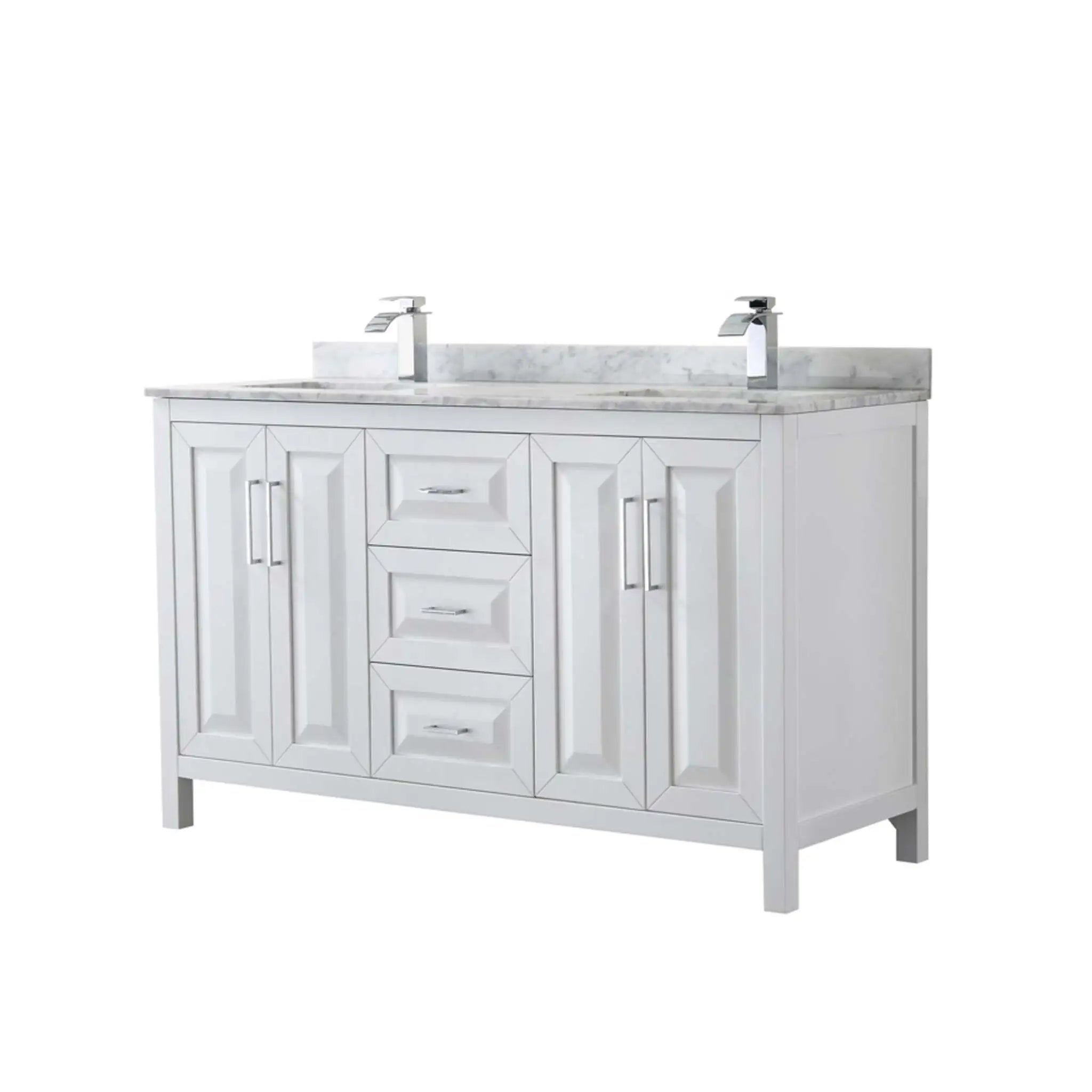 60" Daria Double Bathroom Vanity in White with Polished Chrome Trim by Wyndham
