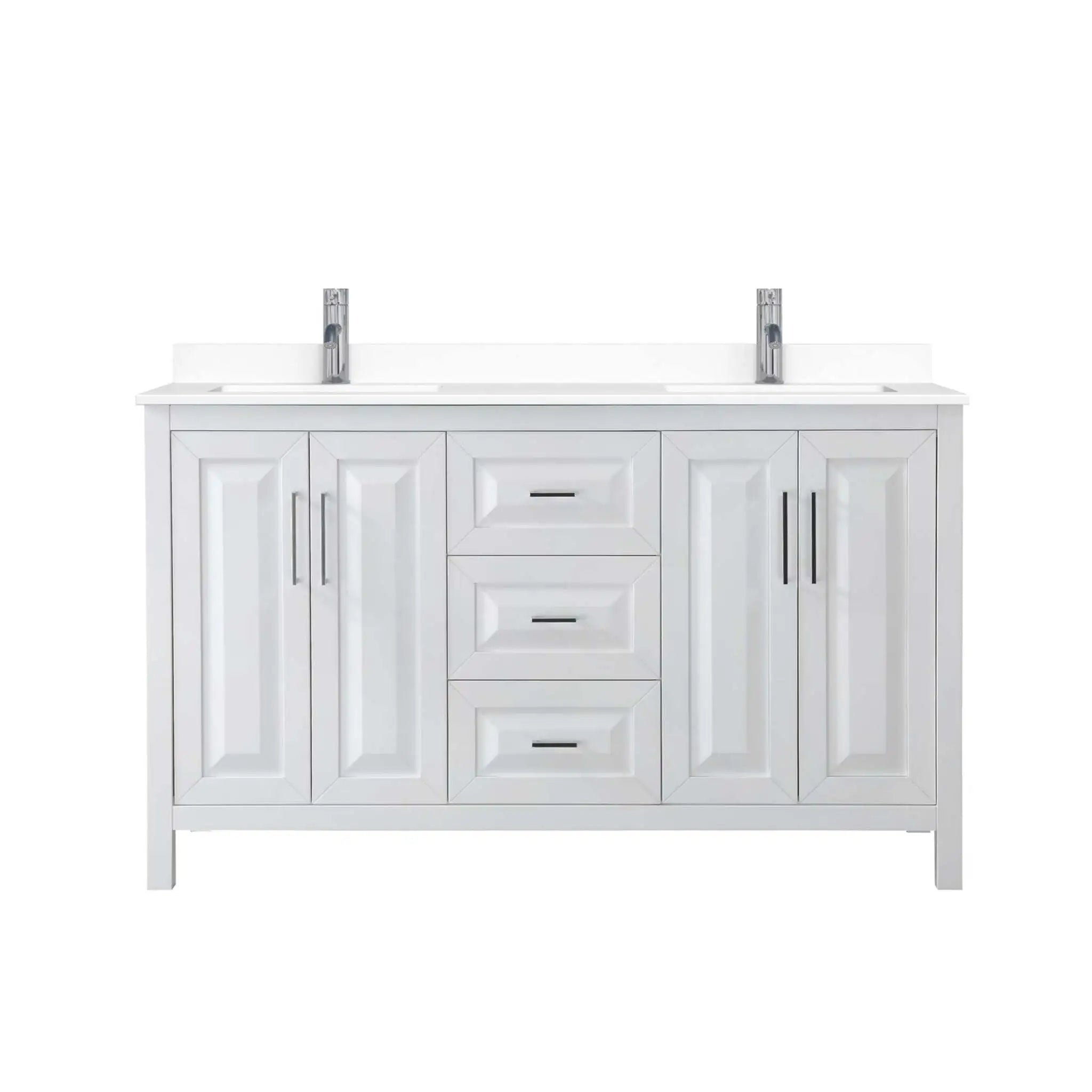 60" Daria Double Bathroom Vanity in White with Polished Chrome Trim by Wyndham