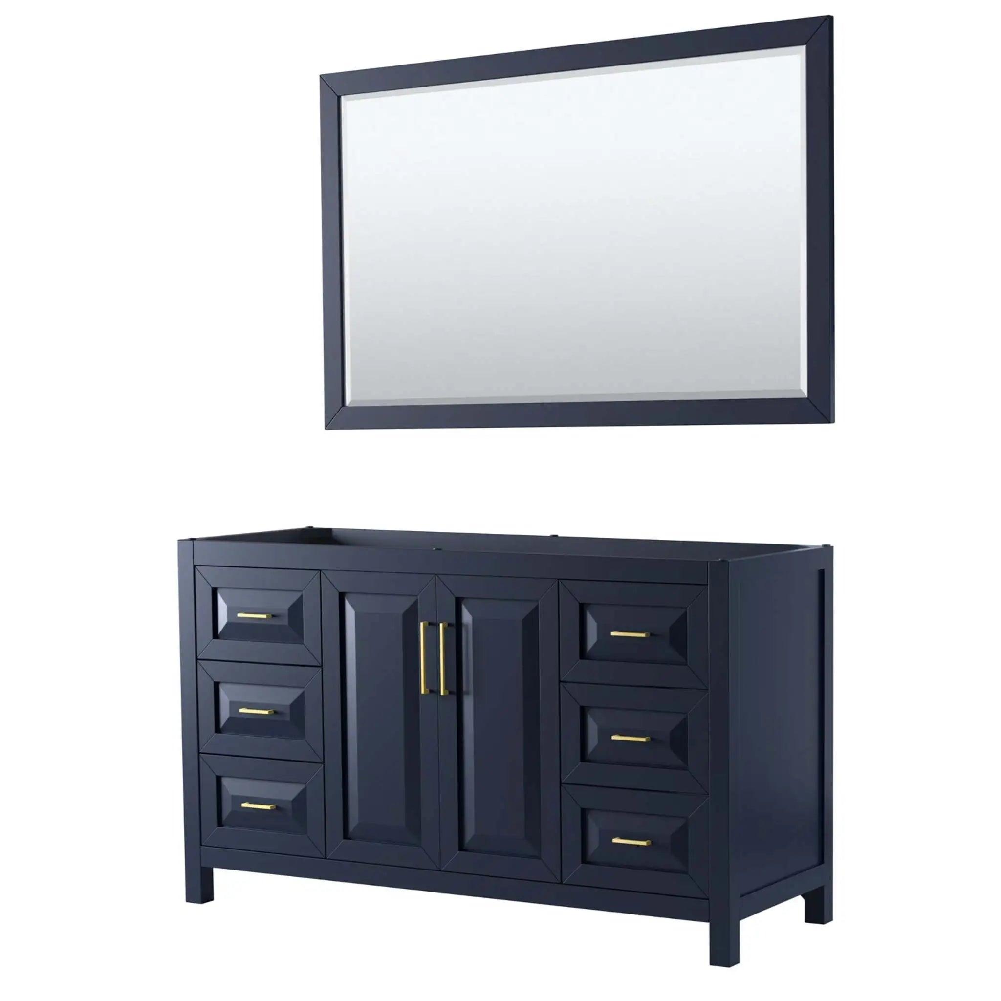 60" Daria Single Bathroom Vanity in Dark Blue with Brushed Gold Trim & 58" Mirror by Wyndham