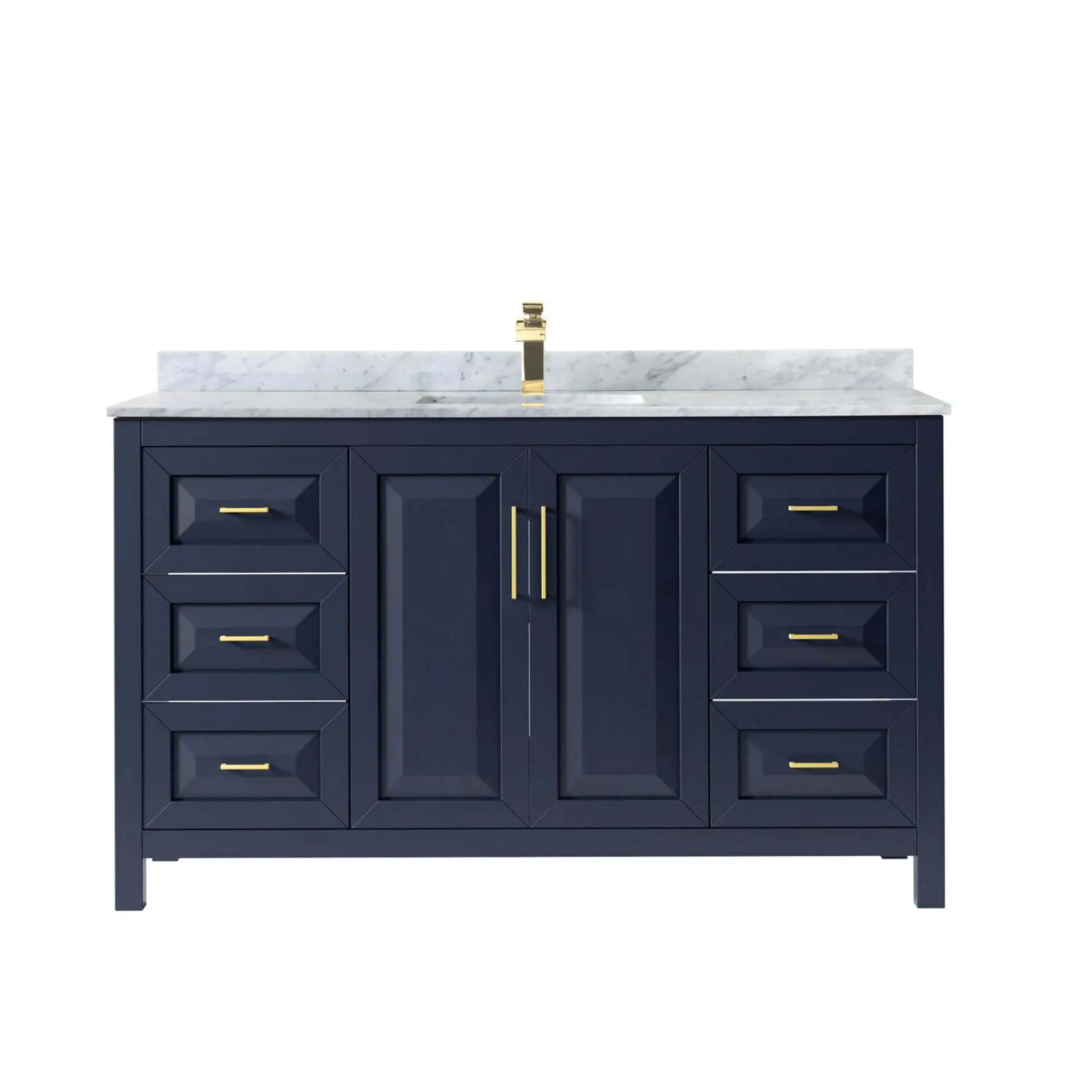 60" Daria Single Bathroom Vanity in Dark Blue with Brushed Gold Trim by Wyndham