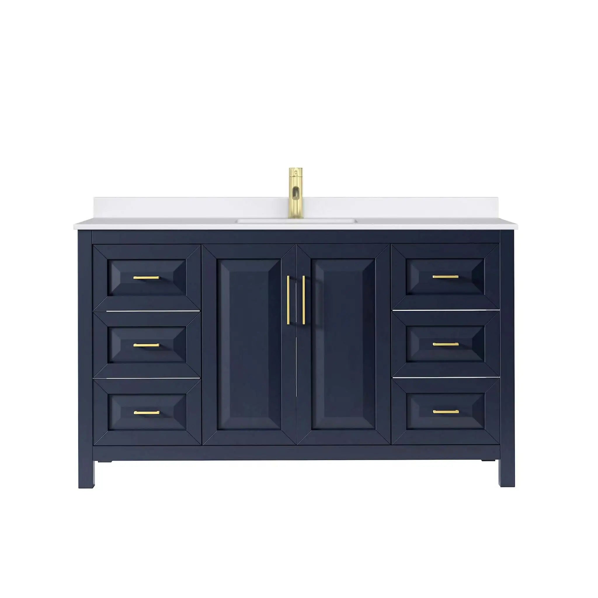 60" Daria Single Bathroom Vanity in Dark Blue with Brushed Gold Trim by Wyndham