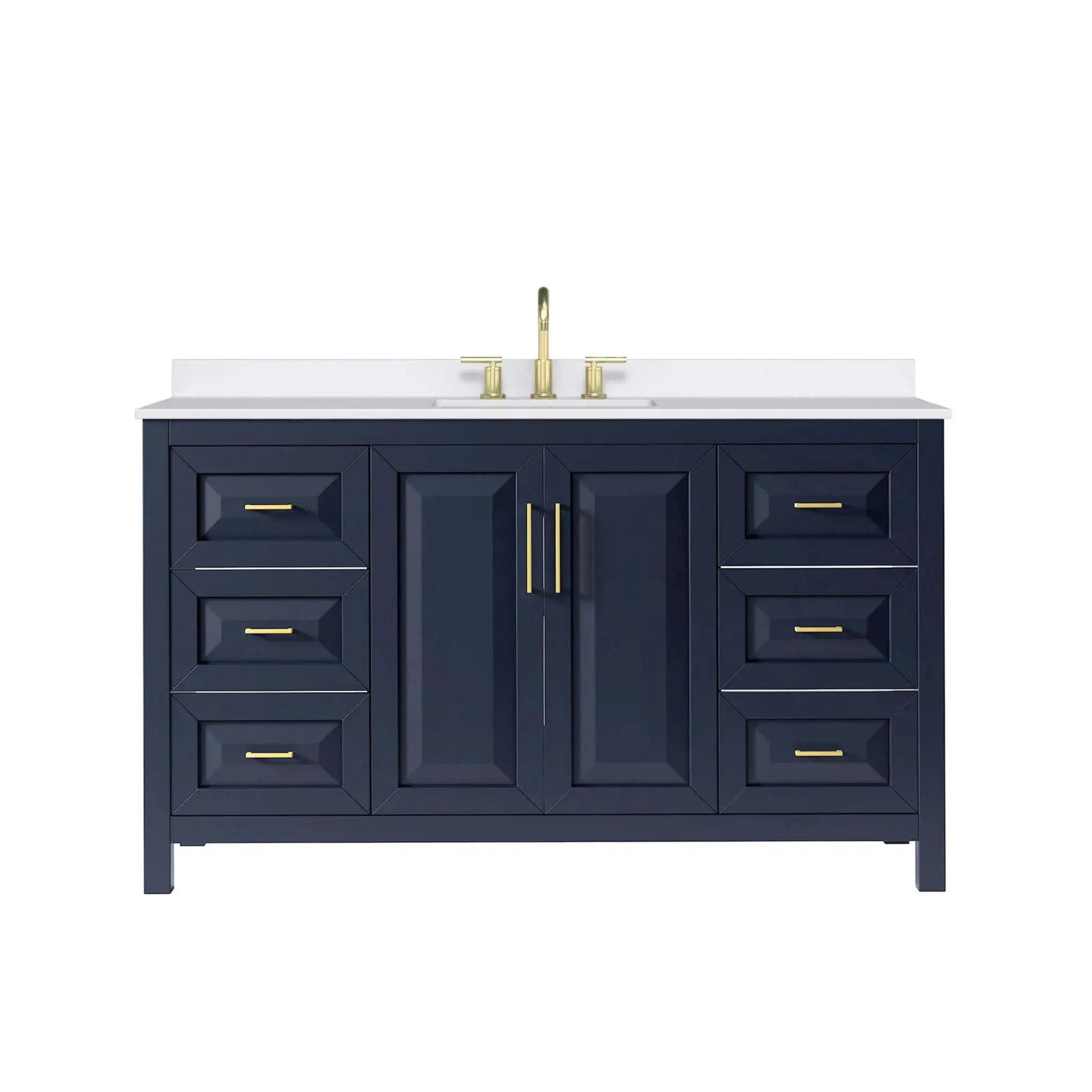 60" Daria Single Bathroom Vanity in Dark Blue with Brushed Gold Trim by Wyndham