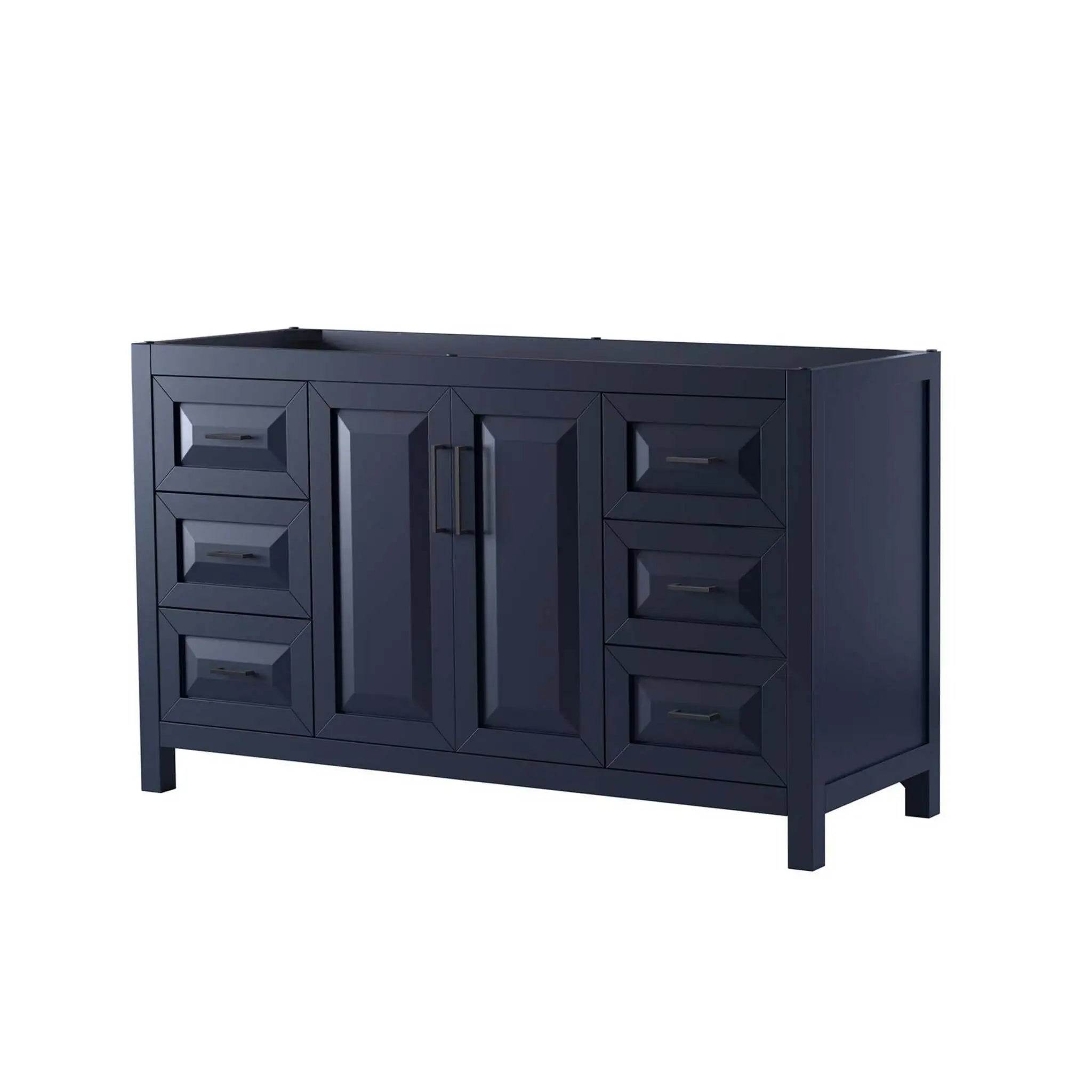60" Daria Single Bathroom Vanity in Dark Blue with Matte Black Trim by Wyndham