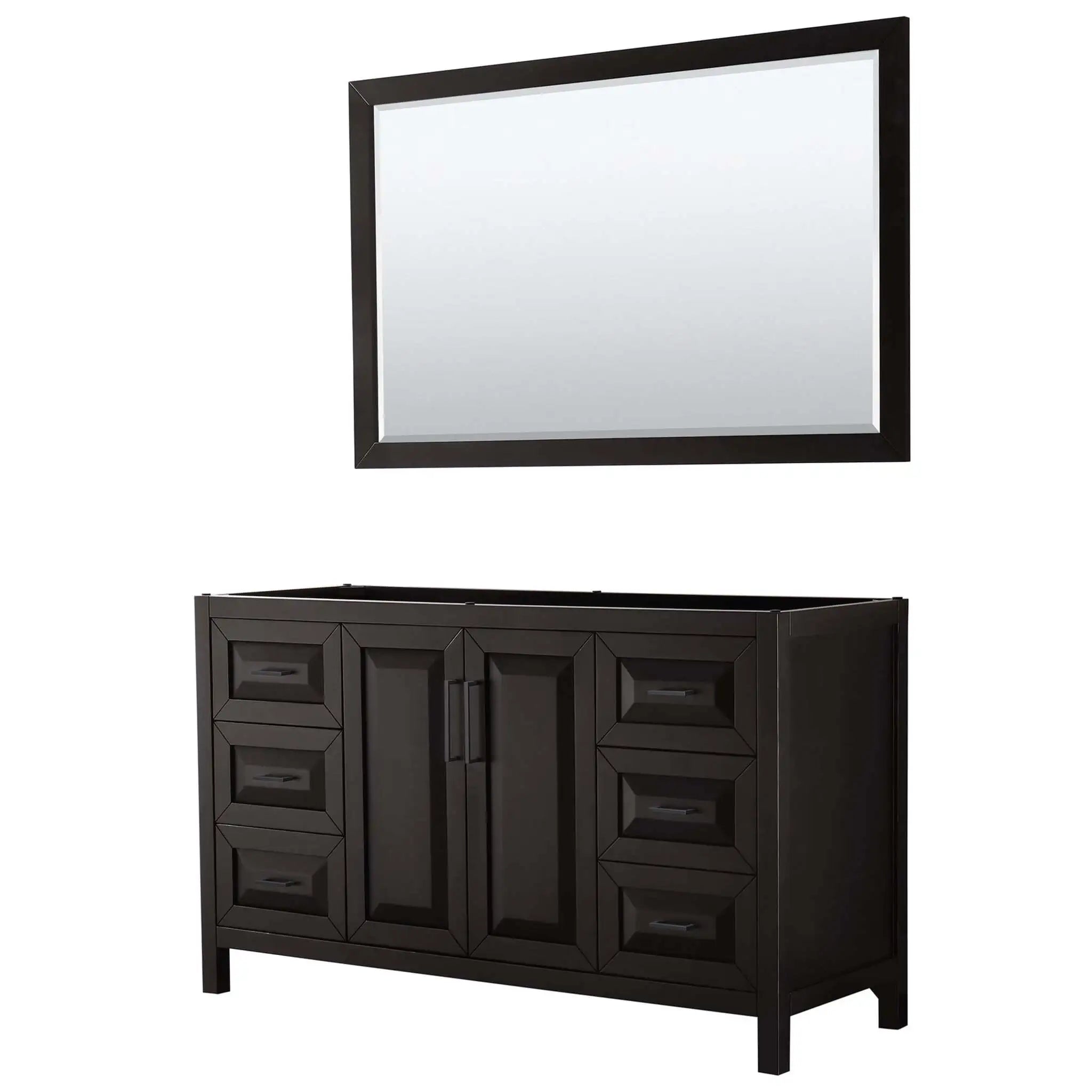 60" Daria Single Bathroom Vanity in Dark Espresso with Matte Black Trim & 58" Mirror by Wyndham