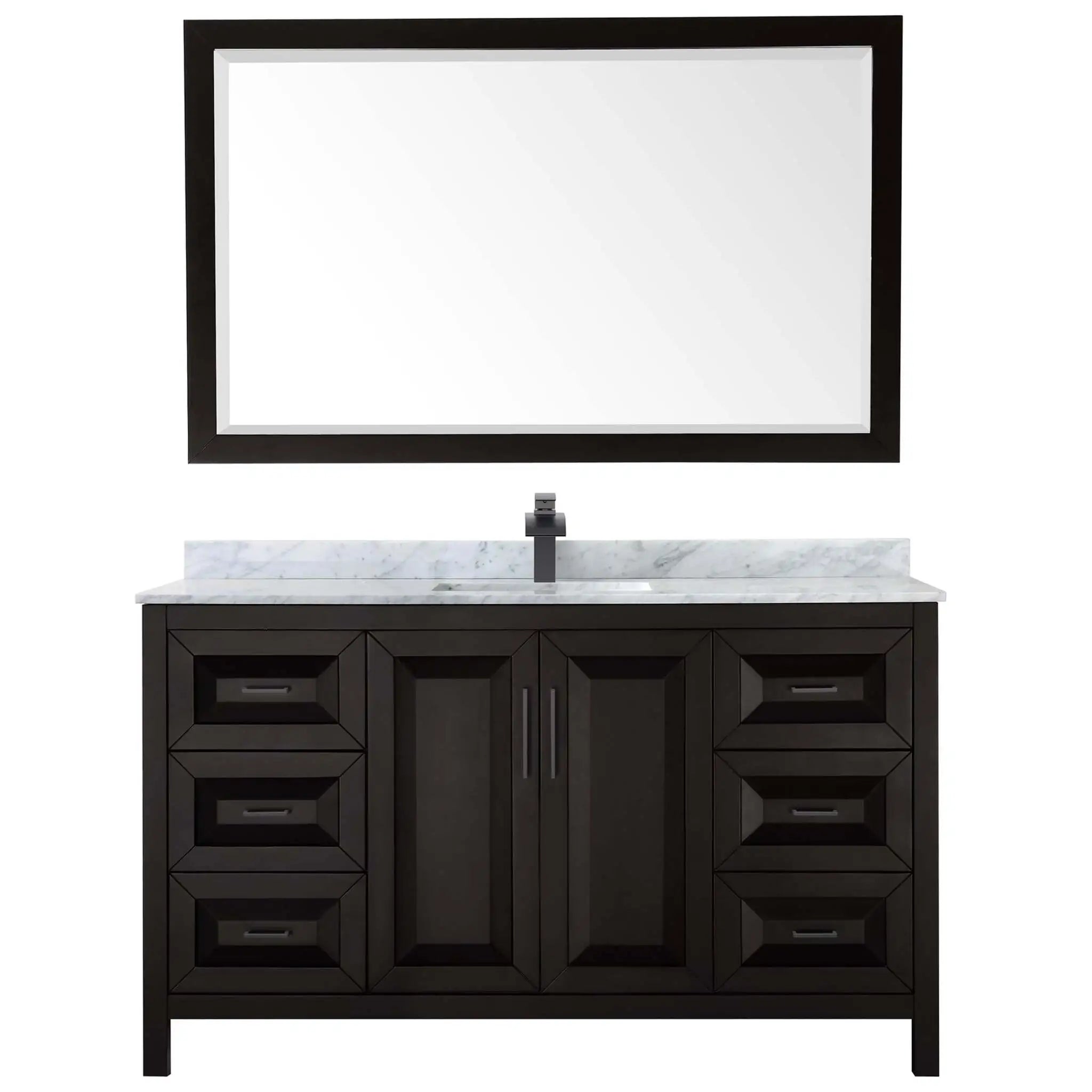 60" Daria Single Bathroom Vanity in Dark Espresso with Matte Black Trim & 58" Mirror by Wyndham