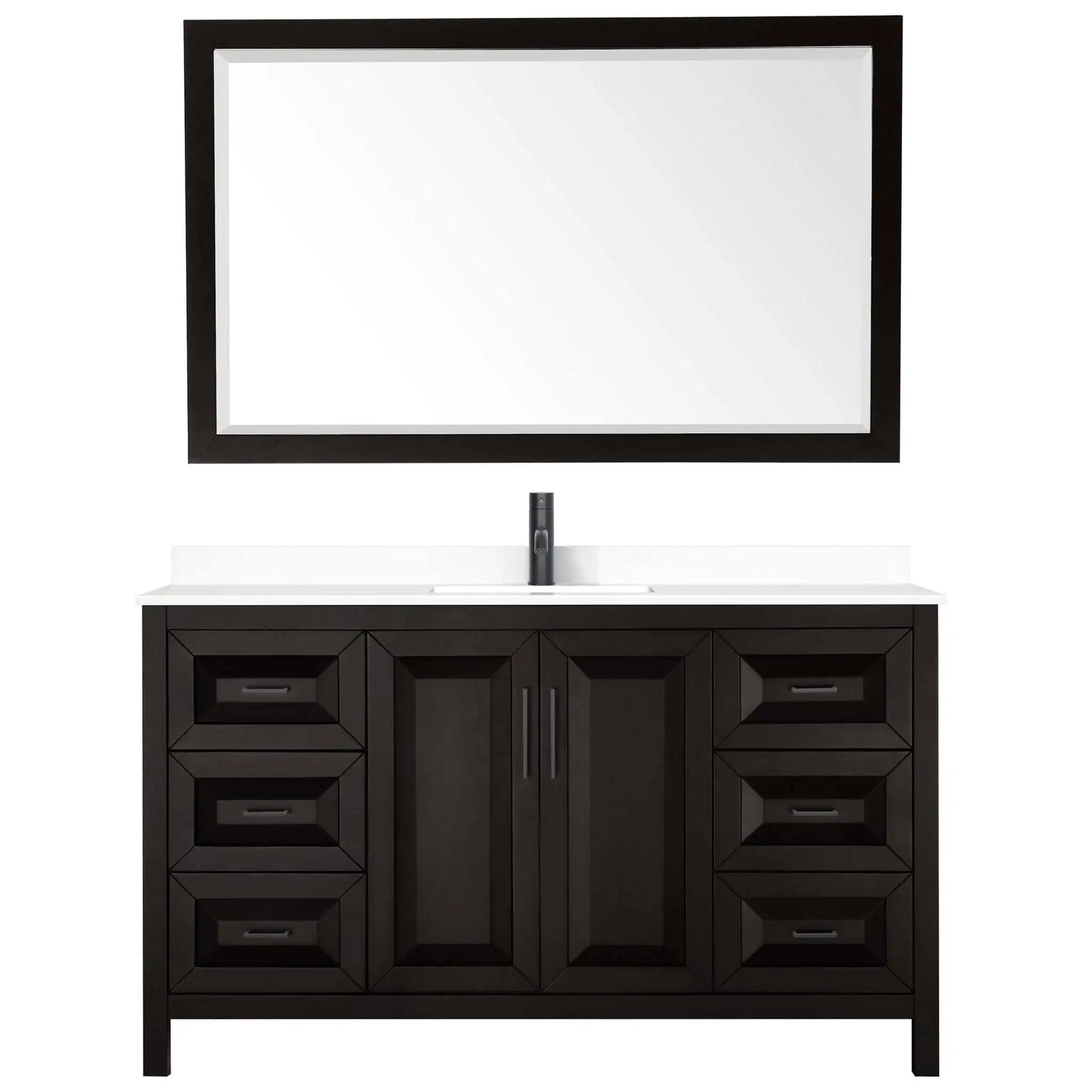 60" Daria Single Bathroom Vanity in Dark Espresso with Matte Black Trim & 58" Mirror by Wyndham