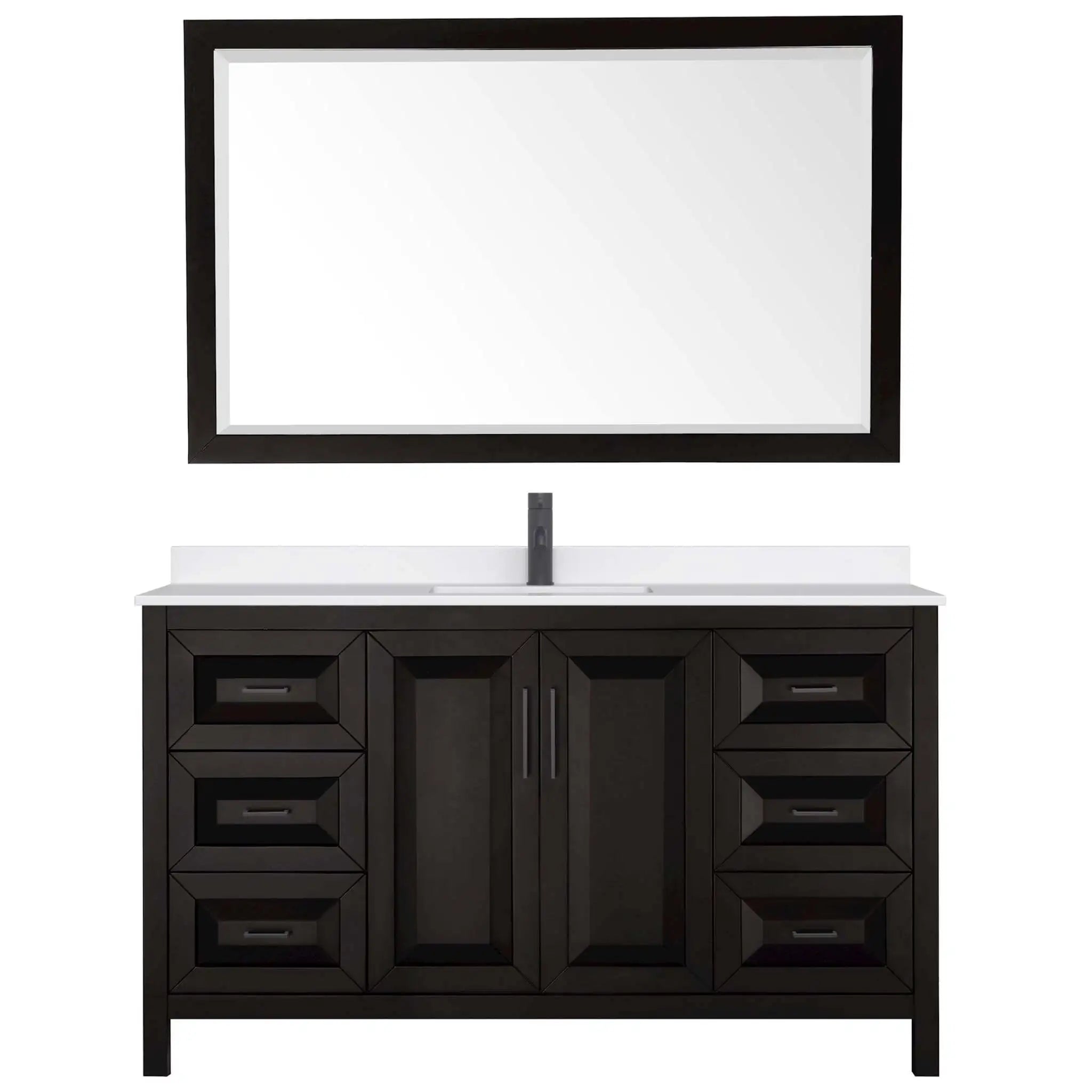 60" Daria Single Bathroom Vanity in Dark Espresso with Matte Black Trim & 58" Mirror by Wyndham