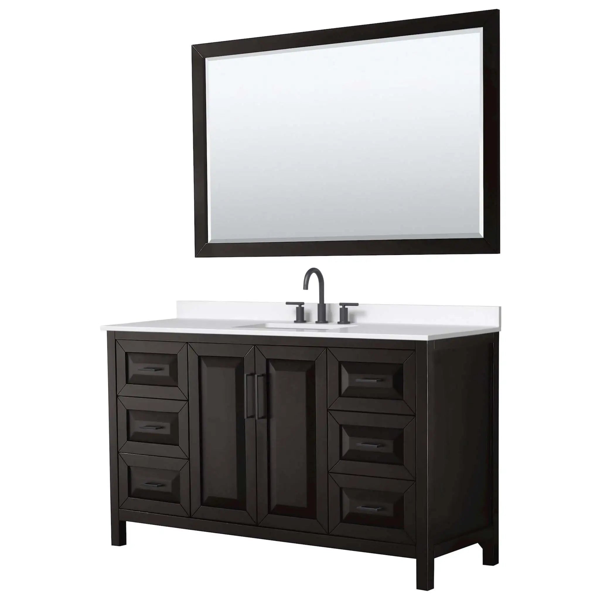 60" Daria Single Bathroom Vanity in Dark Espresso with Matte Black Trim & 58" Mirror by Wyndham