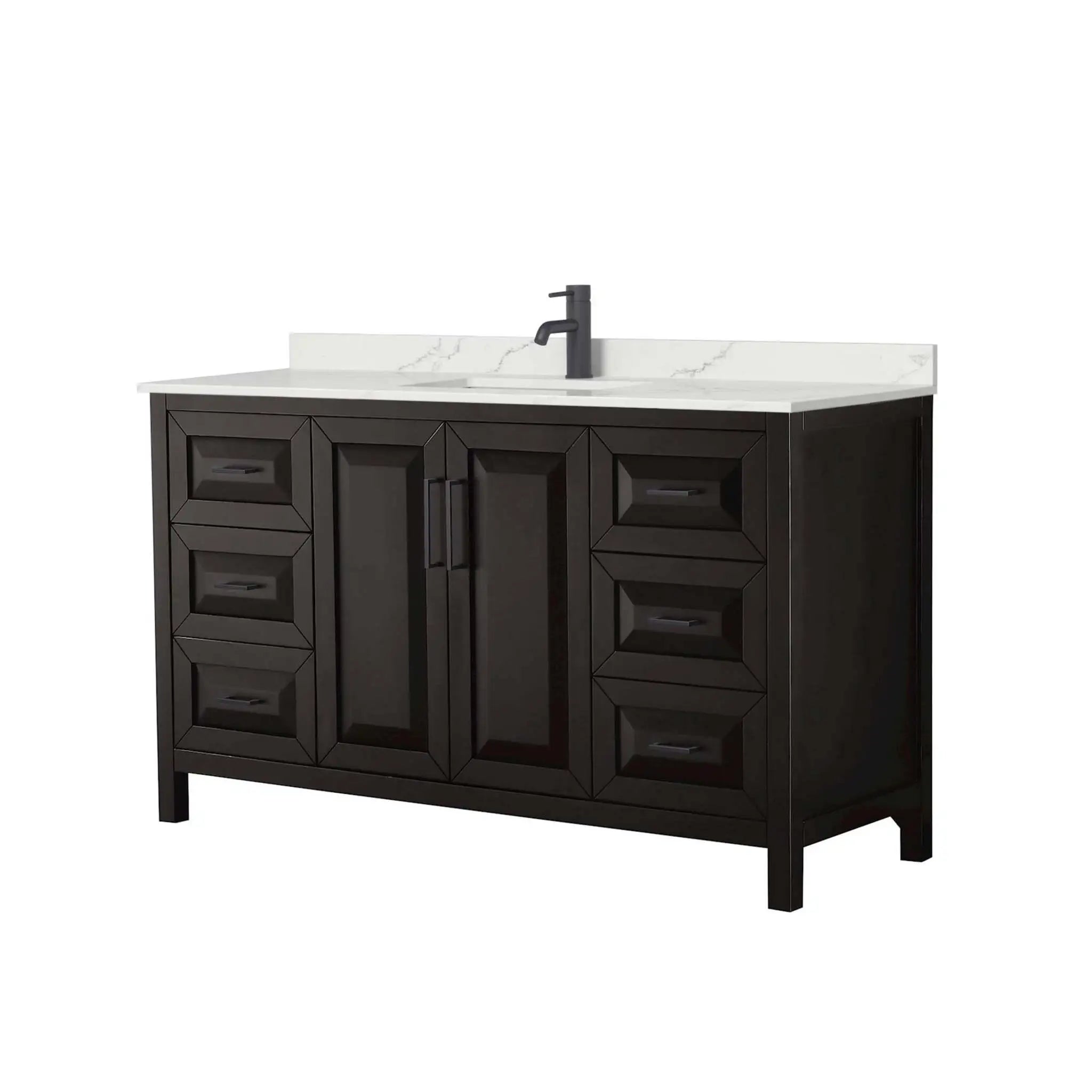 60" Daria Single Bathroom Vanity in Dark Espresso with Matte Black Trim by Wyndham