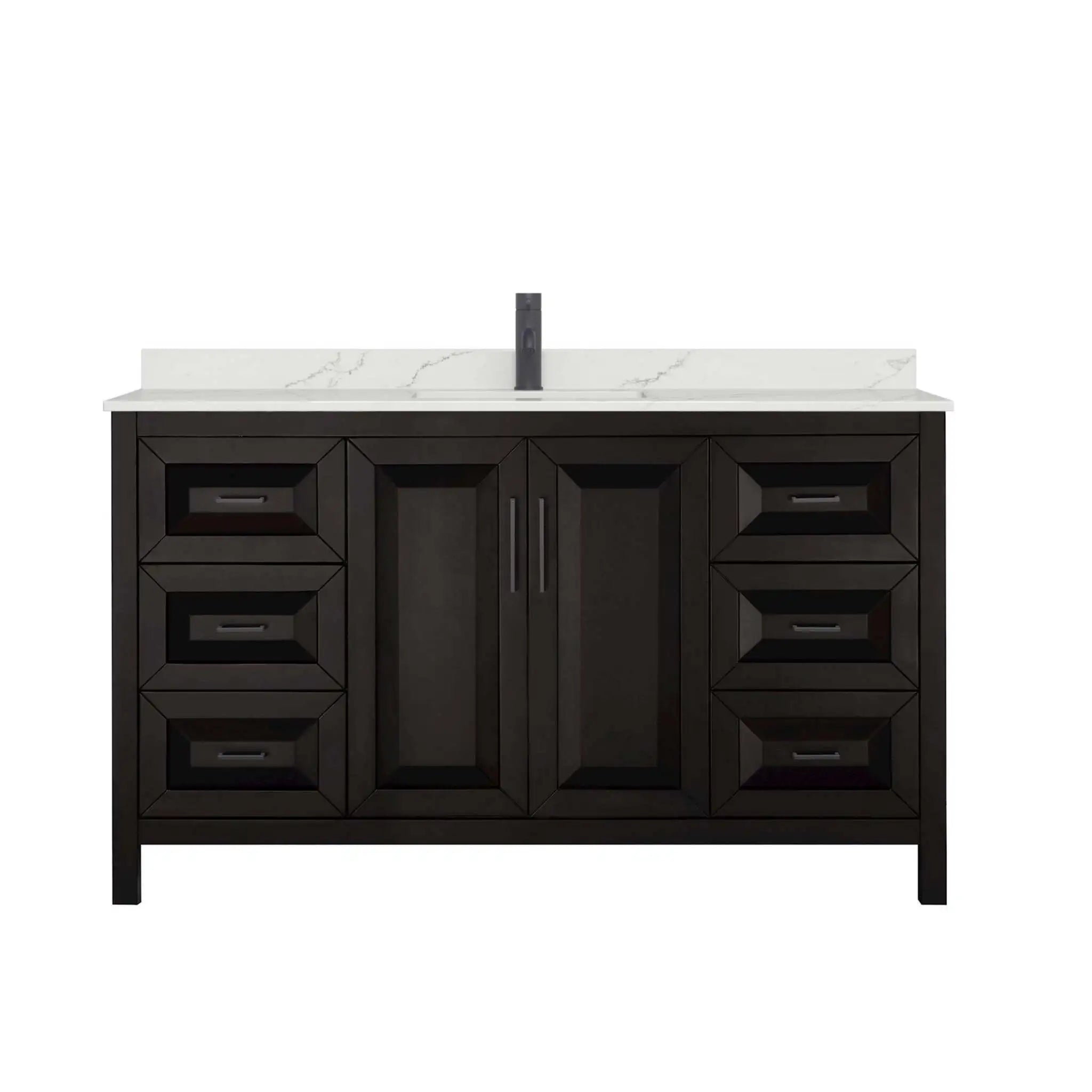 60" Daria Single Bathroom Vanity in Dark Espresso with Matte Black Trim by Wyndham