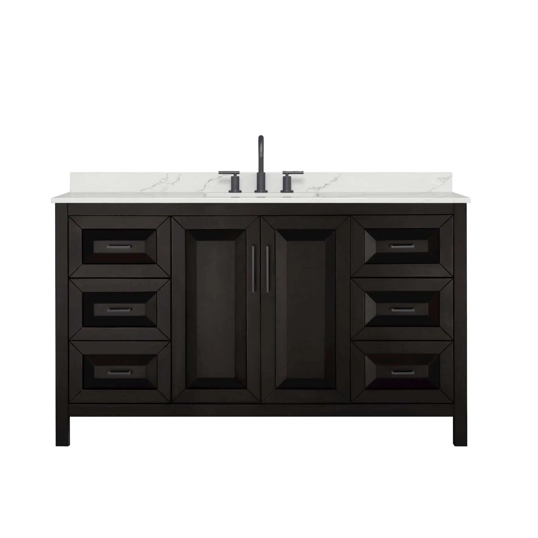 60" Daria Single Bathroom Vanity in Dark Espresso with Matte Black Trim by Wyndham