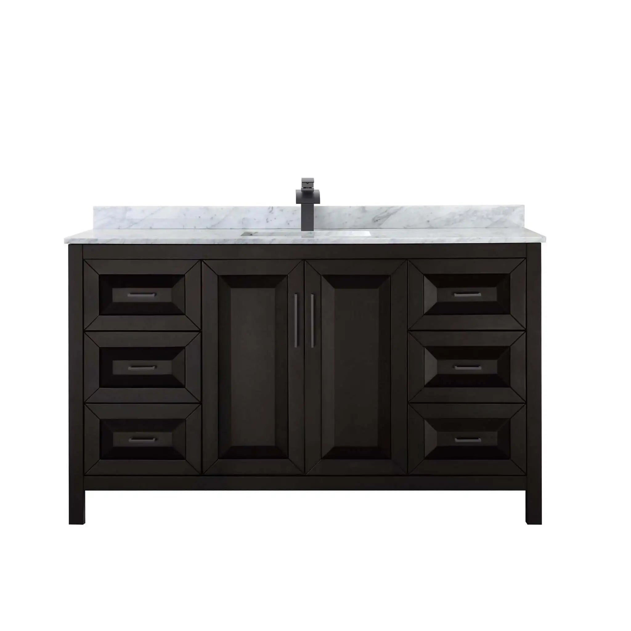 60" Daria Single Bathroom Vanity in Dark Espresso with Matte Black Trim by Wyndham