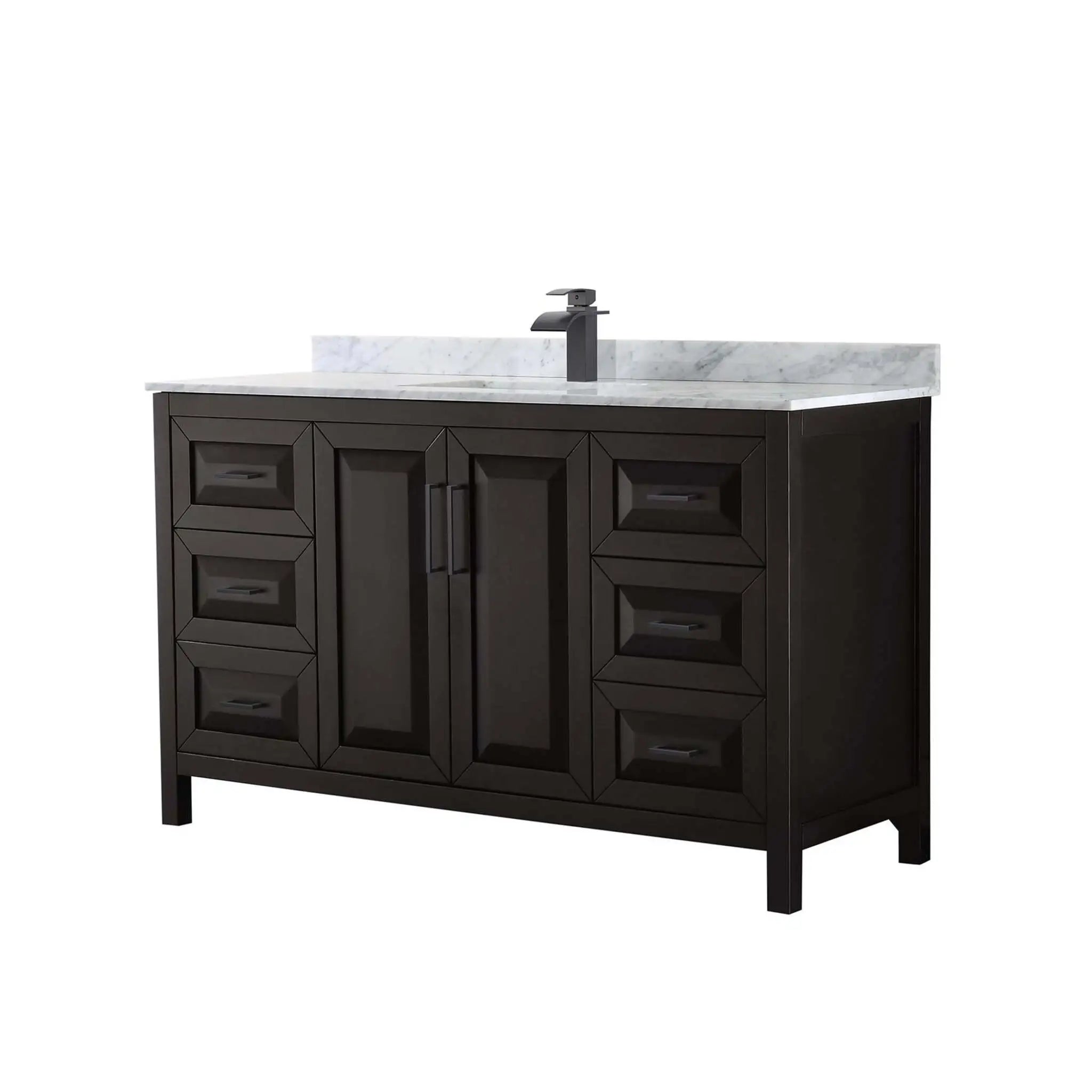 60" Daria Single Bathroom Vanity in Dark Espresso with Matte Black Trim by Wyndham