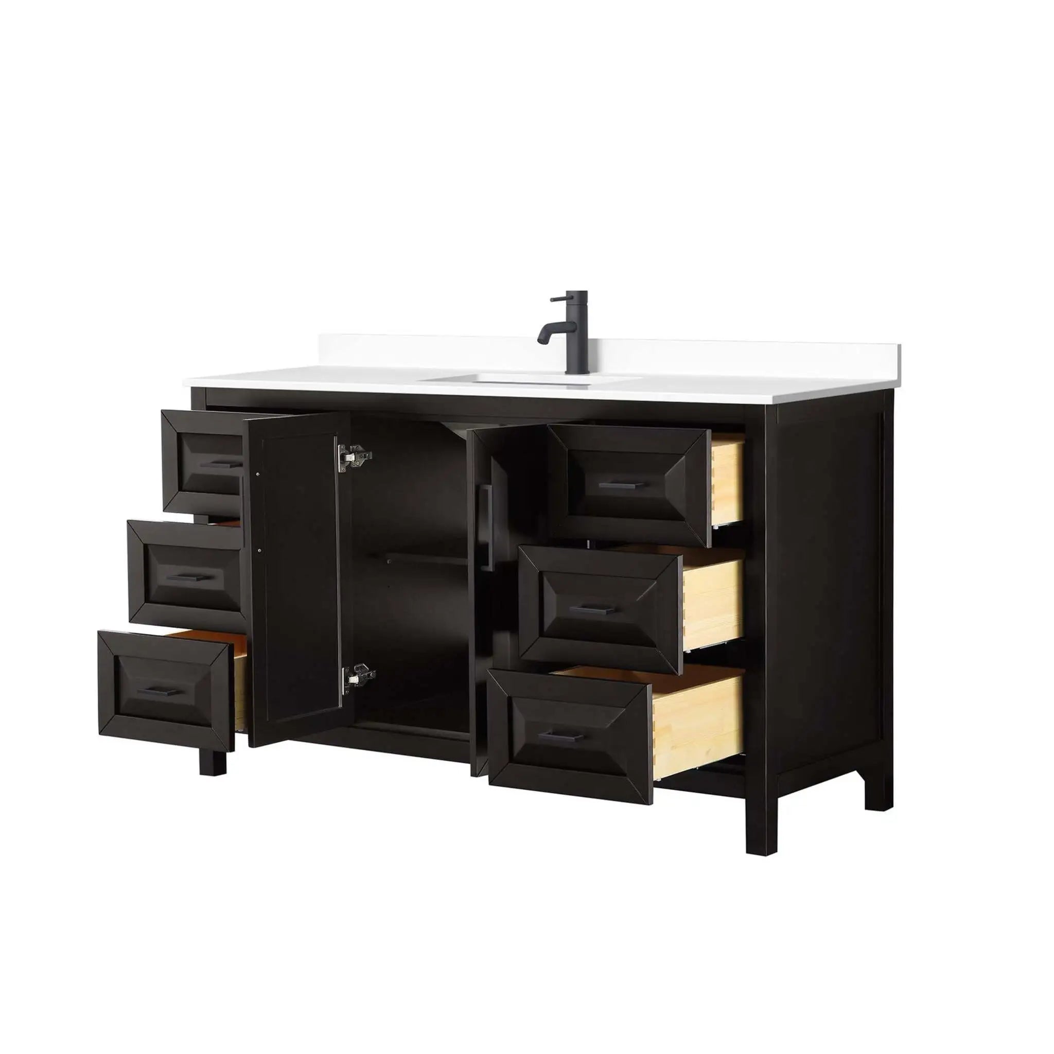 60" Daria Single Bathroom Vanity in Dark Espresso with Matte Black Trim by Wyndham
