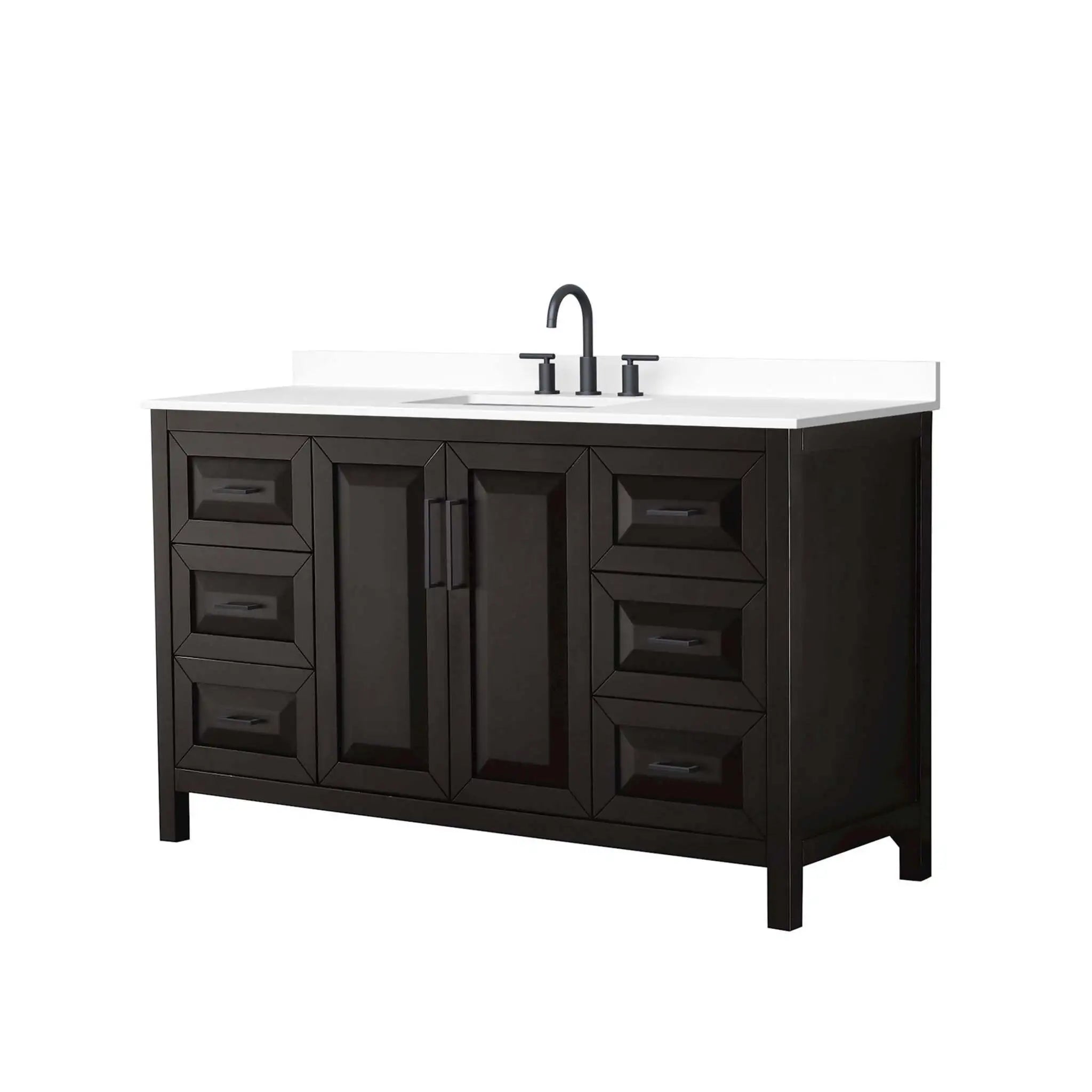 60" Daria Single Bathroom Vanity in Dark Espresso with Matte Black Trim by Wyndham