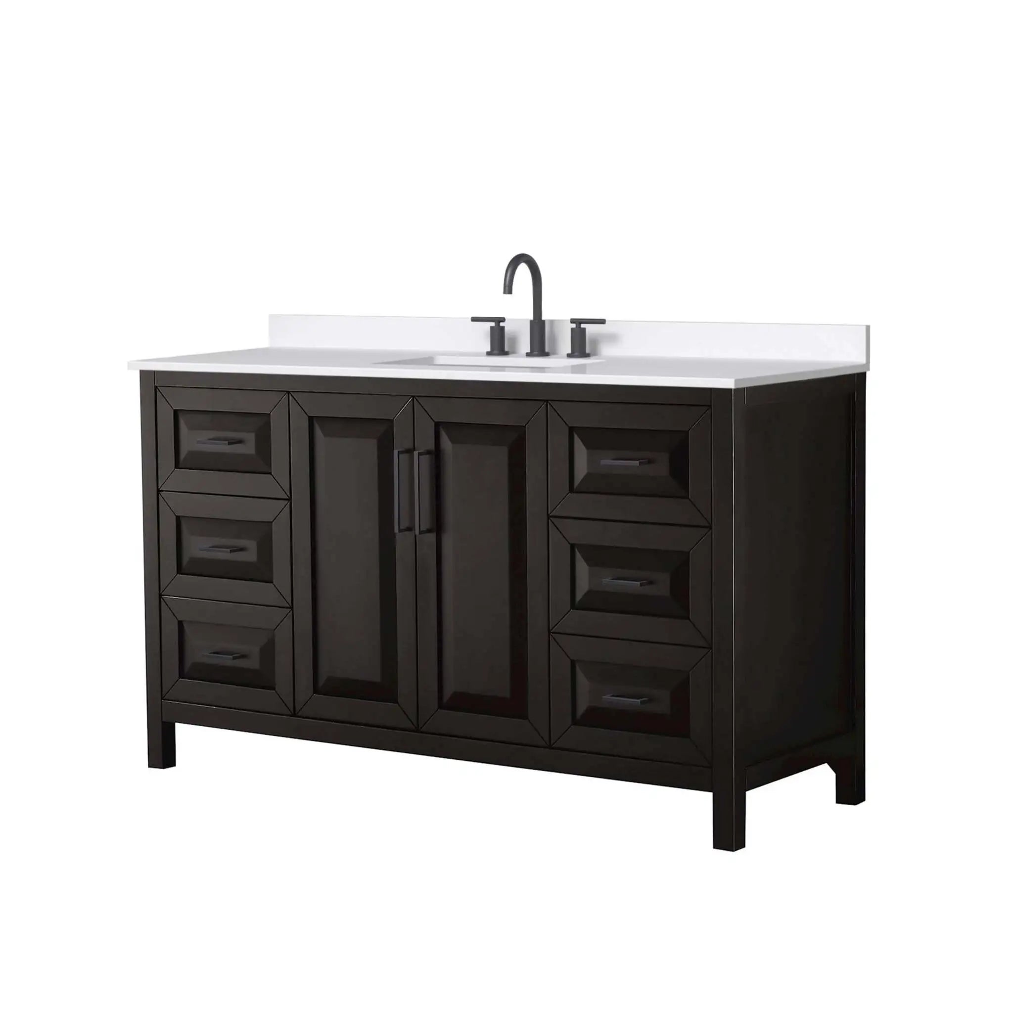 60" Daria Single Bathroom Vanity in Dark Espresso with Matte Black Trim by Wyndham