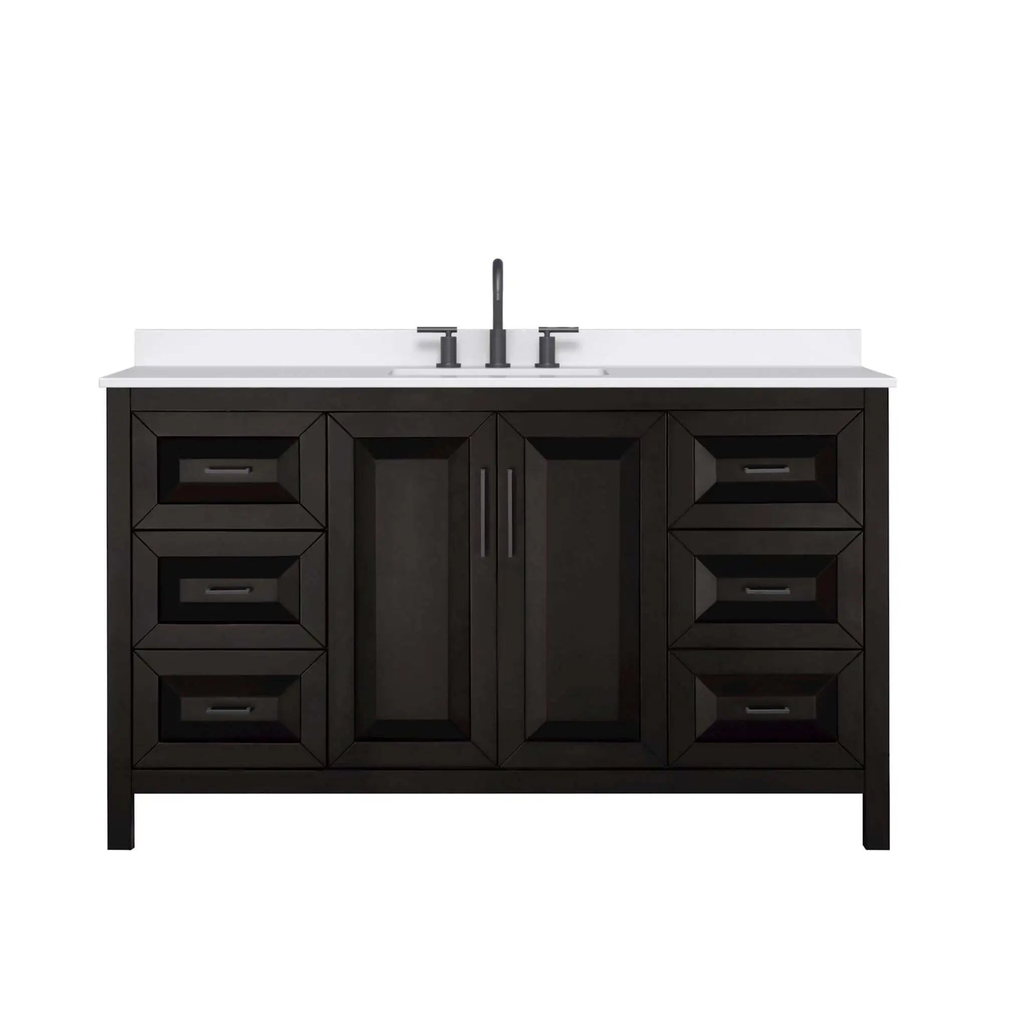 60" Daria Single Bathroom Vanity in Dark Espresso with Matte Black Trim by Wyndham