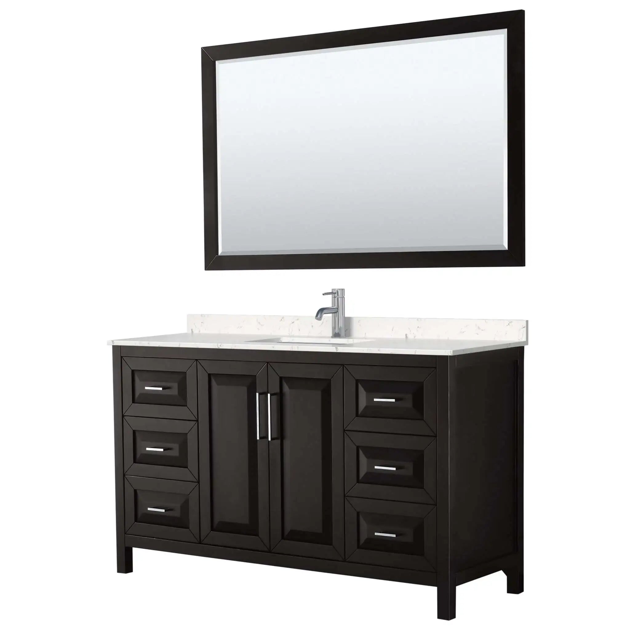 60" Daria Single Bathroom Vanity in Dark Espresso with Polished Chrome Trim & 58" Mirror by Wyndham