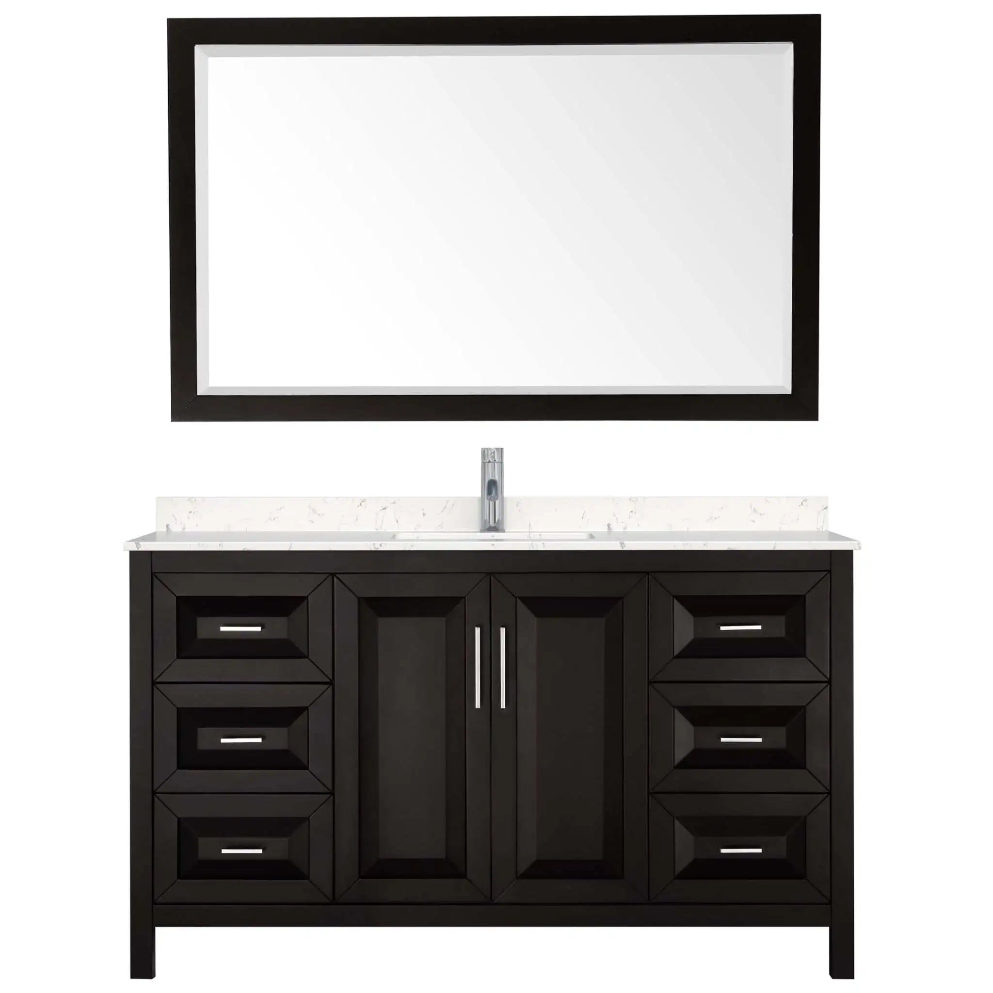 60" Daria Single Bathroom Vanity in Dark Espresso with Polished Chrome Trim & 58" Mirror by Wyndham