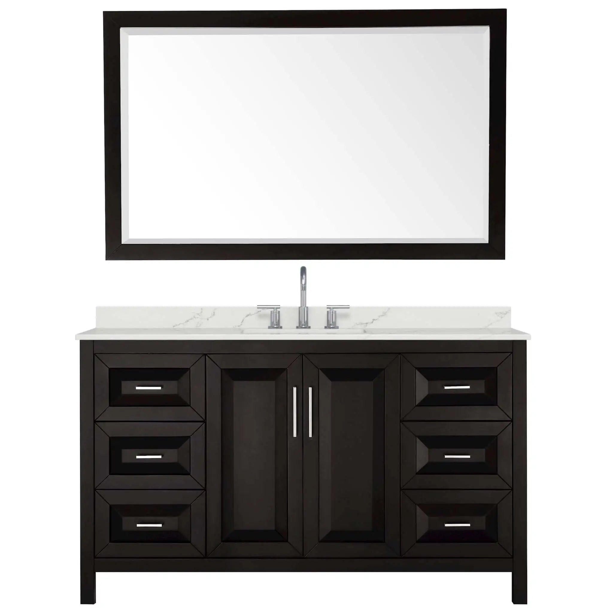 60" Daria Single Bathroom Vanity in Dark Espresso with Polished Chrome Trim & 58" Mirror by Wyndham