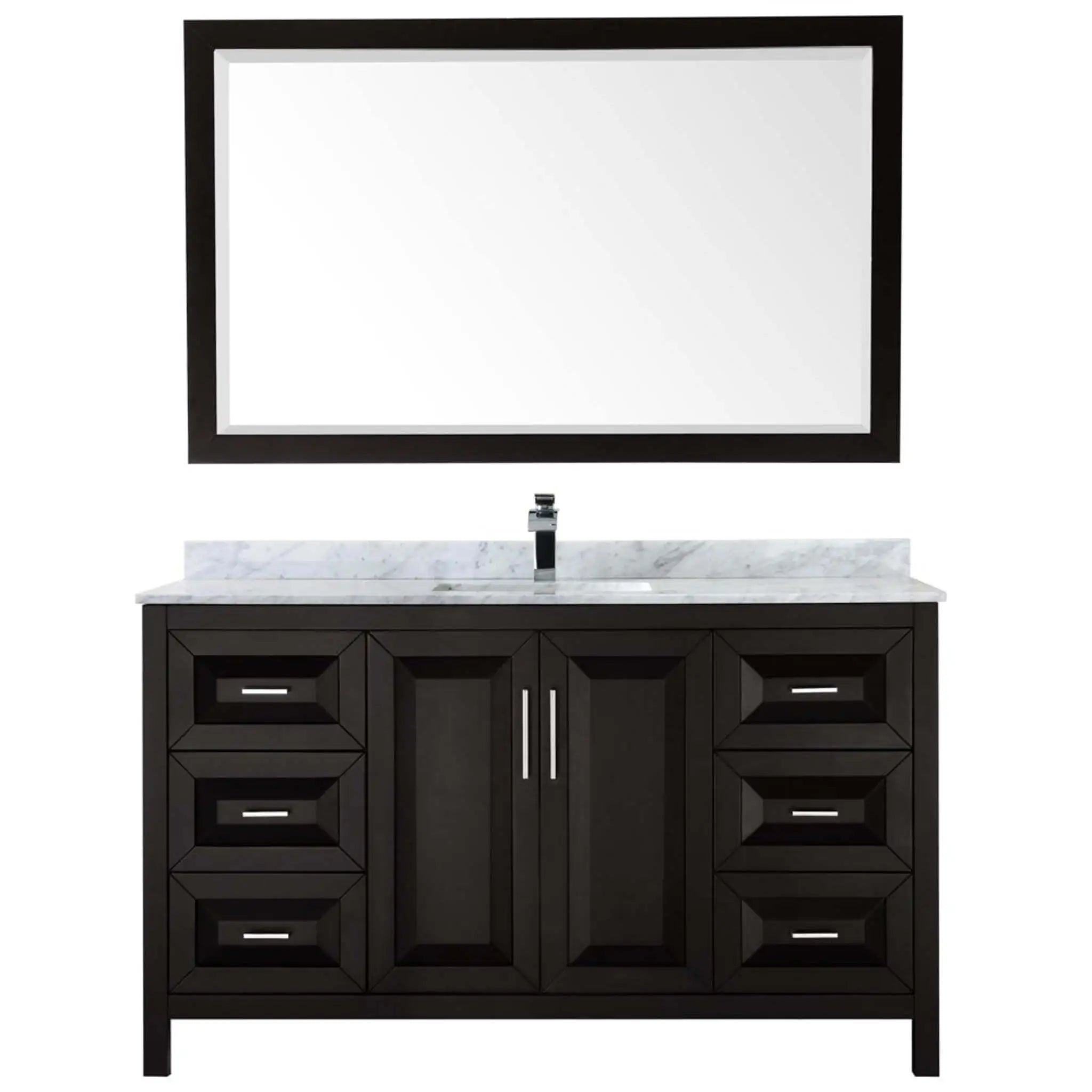 60" Daria Single Bathroom Vanity in Dark Espresso with Polished Chrome Trim & 58" Mirror by Wyndham