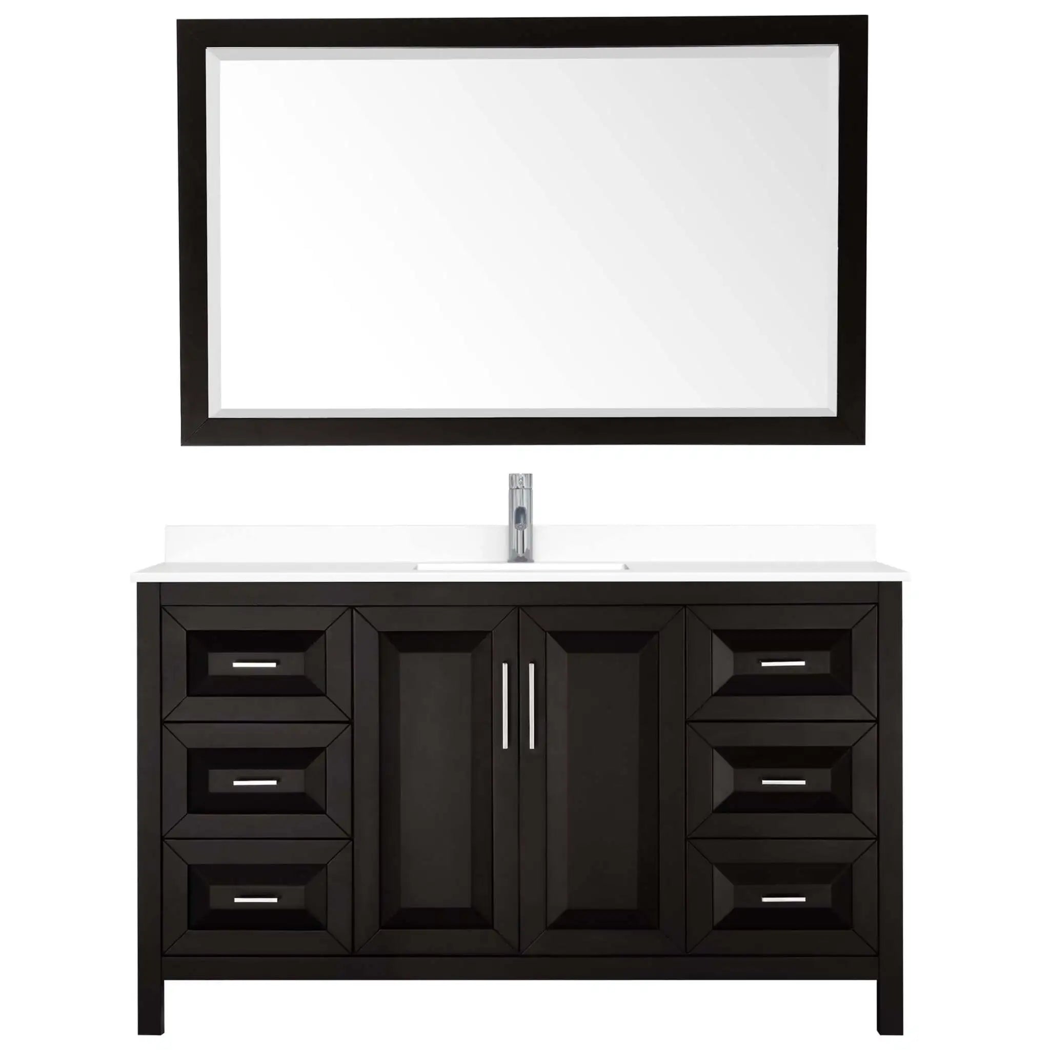 60" Daria Single Bathroom Vanity in Dark Espresso with Polished Chrome Trim & 58" Mirror by Wyndham