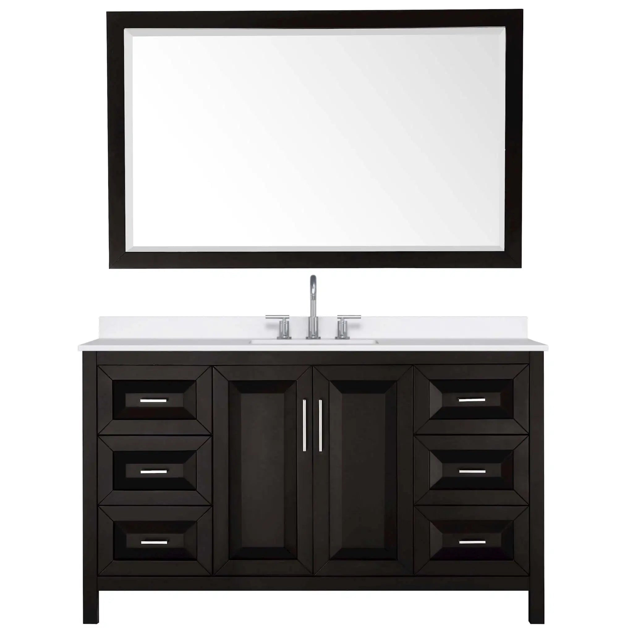60" Daria Single Bathroom Vanity in Dark Espresso with Polished Chrome Trim & 58" Mirror by Wyndham