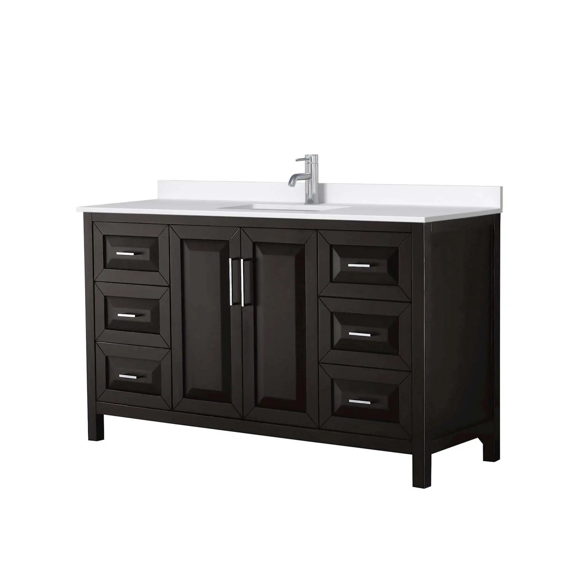 60" Daria Single Bathroom Vanity in Dark Espresso with Polished Chrome Trim by Wyndham