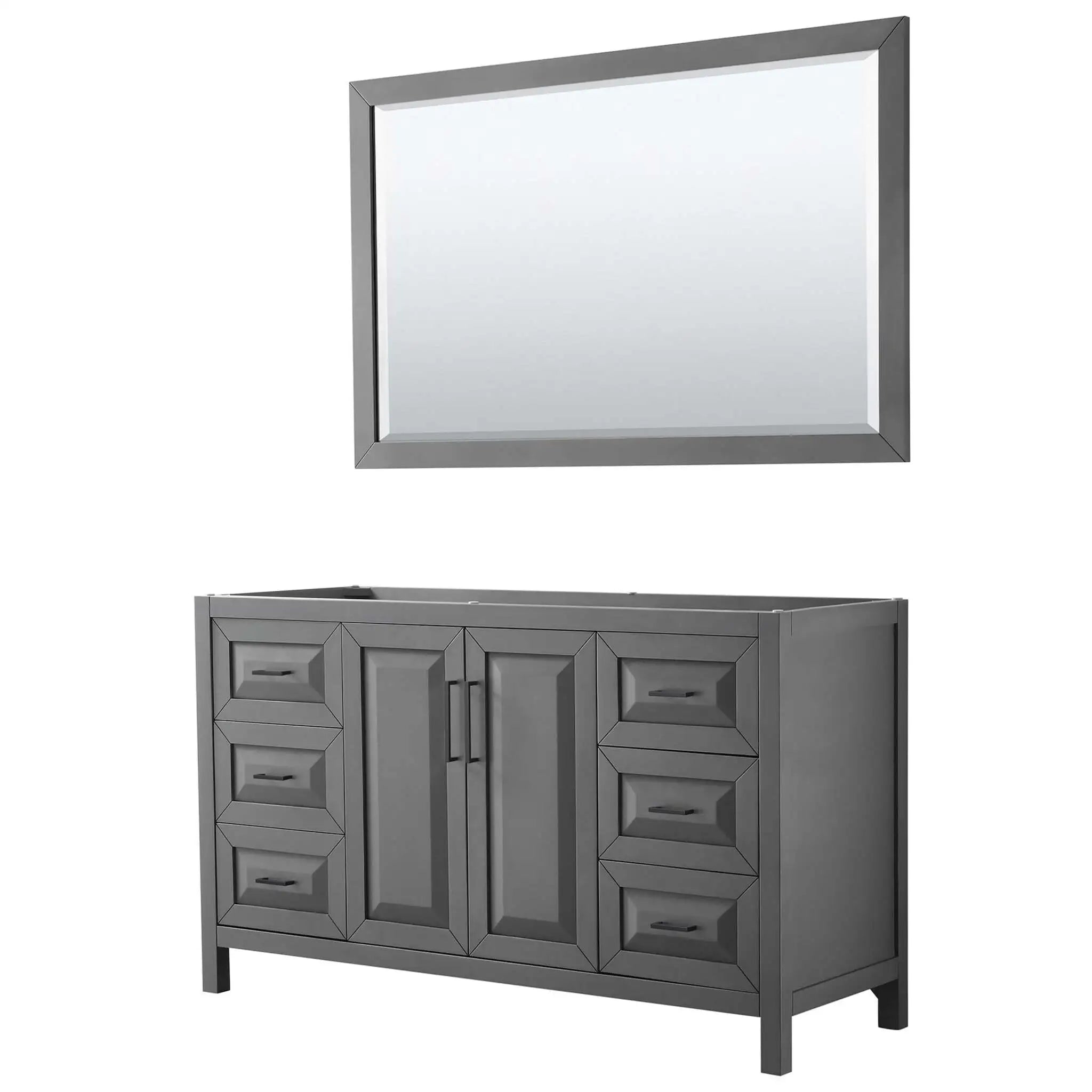 60" Daria Single Bathroom Vanity in Dark Gray with Matte Black Trim & 58" Mirror by Wyndham