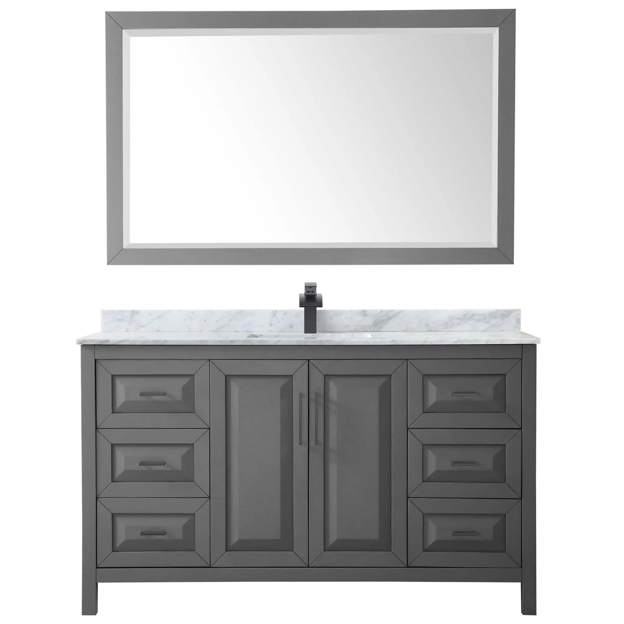 60" Daria Single Bathroom Vanity in Dark Gray with Matte Black Trim & 58" Mirror by Wyndham