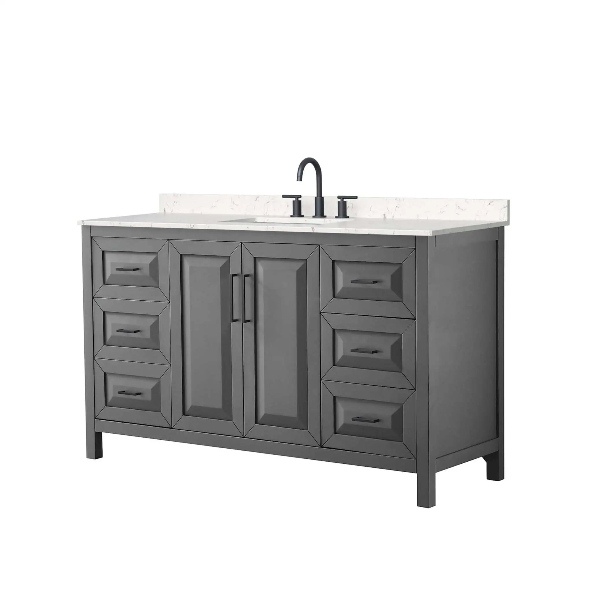 60" Daria Single Bathroom Vanity in Dark Gray with Matte Black Trim by Wyndham