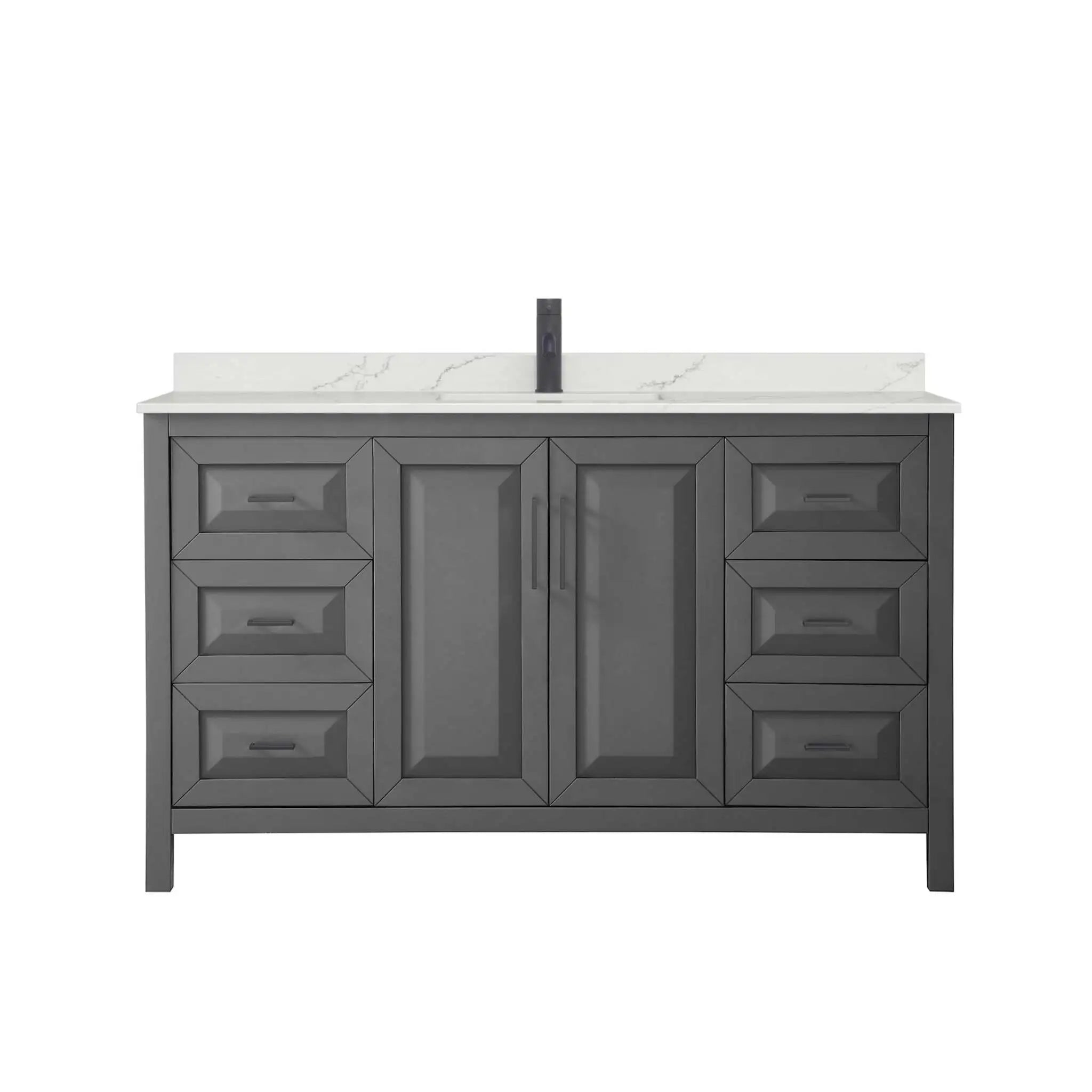 60" Daria Single Bathroom Vanity in Dark Gray with Matte Black Trim by Wyndham