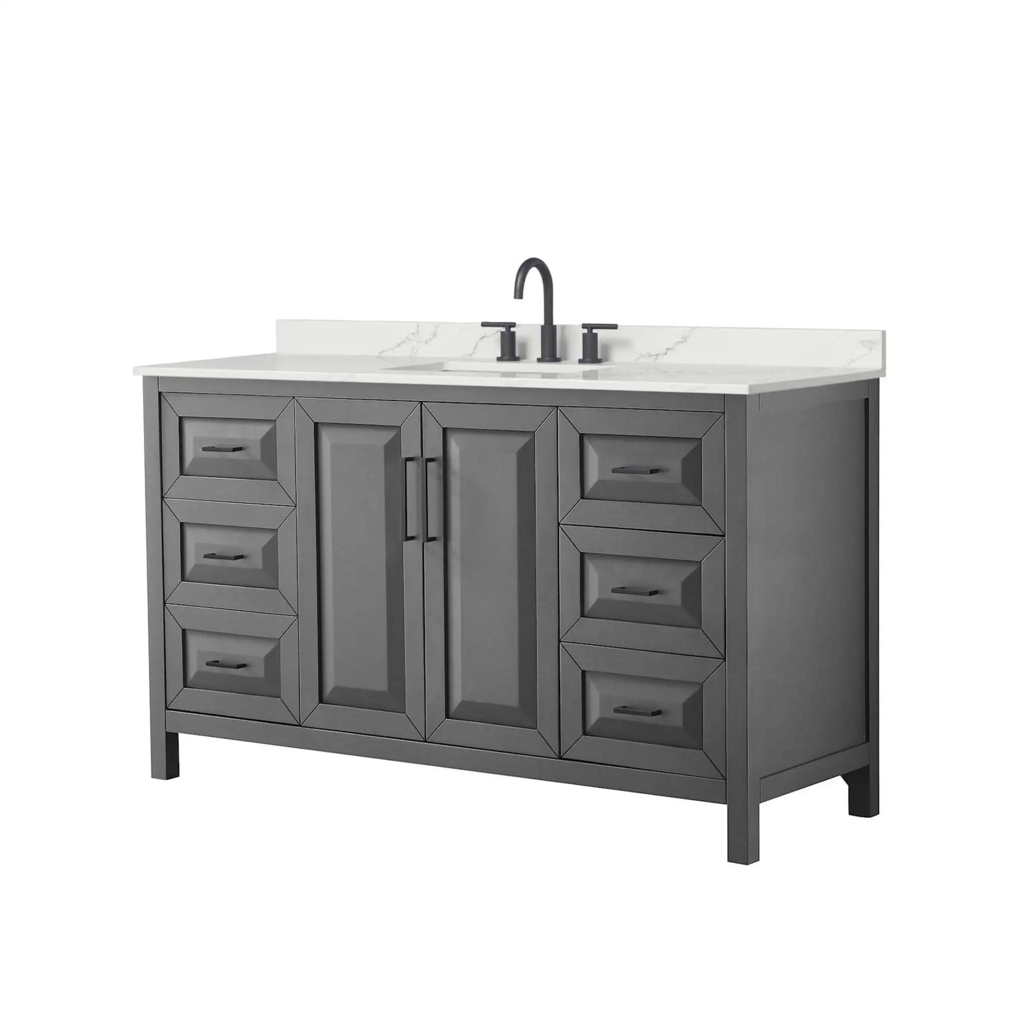 60" Daria Single Bathroom Vanity in Dark Gray with Matte Black Trim by Wyndham