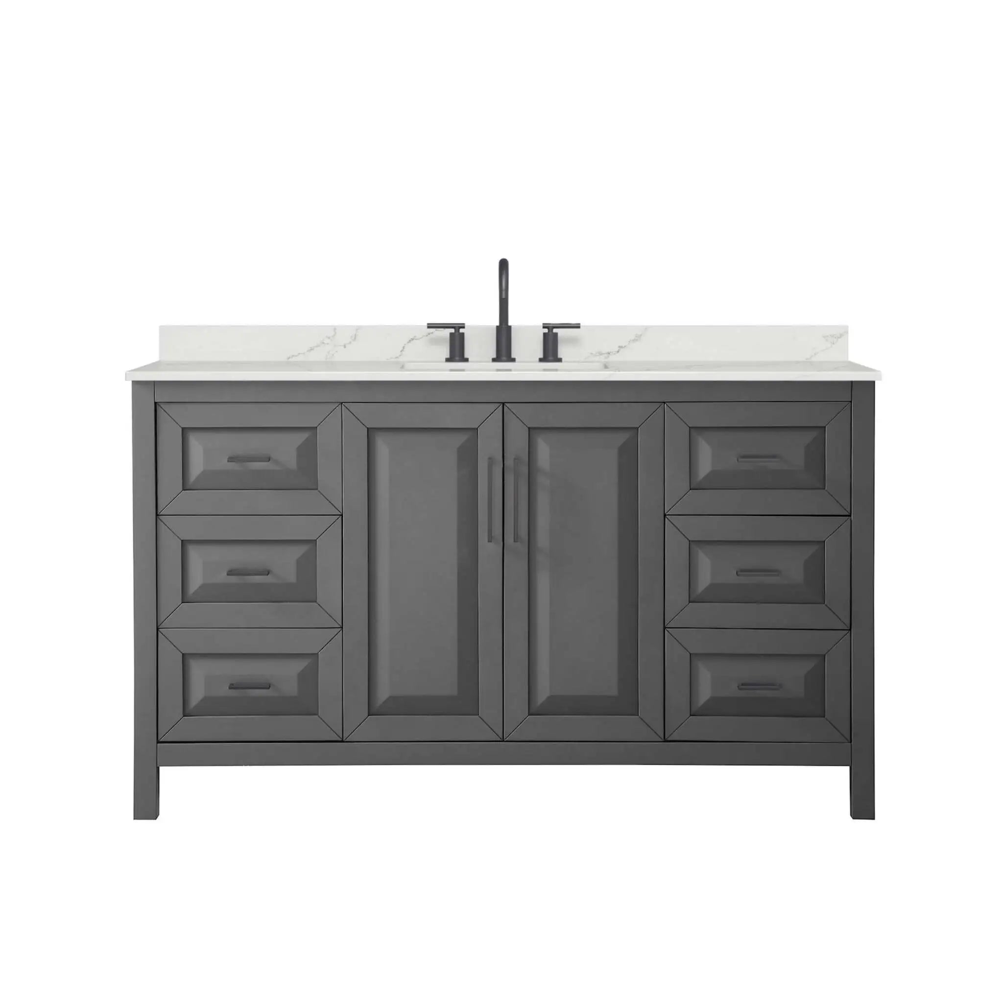 60" Daria Single Bathroom Vanity in Dark Gray with Matte Black Trim by Wyndham