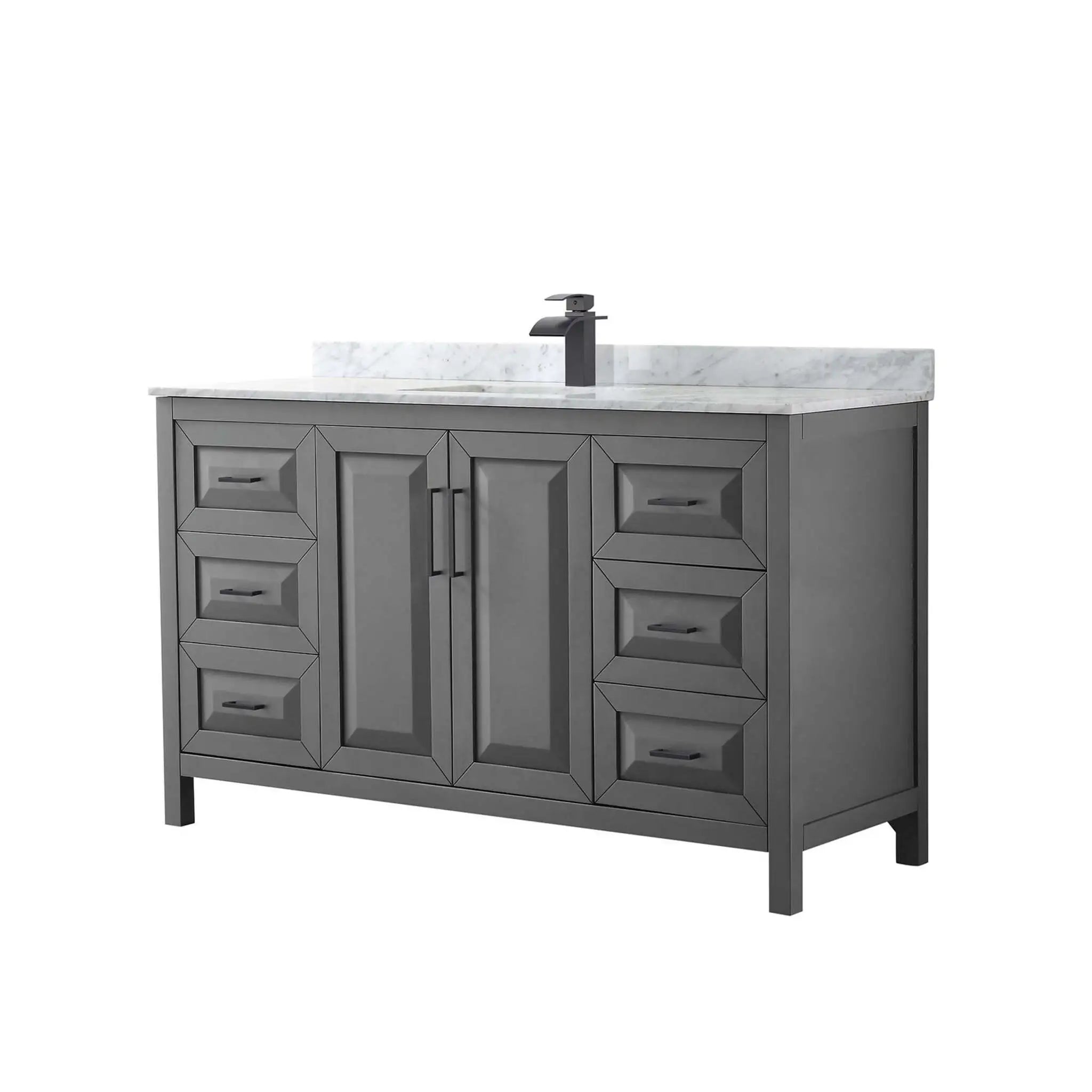 60" Daria Single Bathroom Vanity in Dark Gray with Matte Black Trim by Wyndham