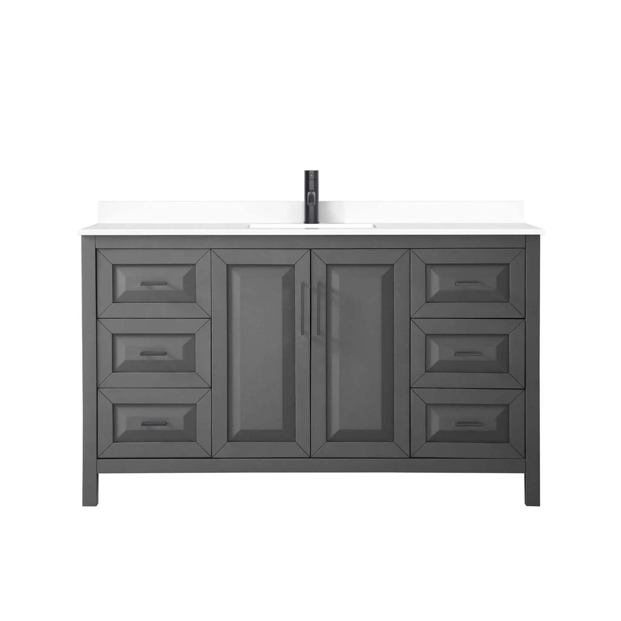 60" Daria Single Bathroom Vanity in Dark Gray with Matte Black Trim by Wyndham