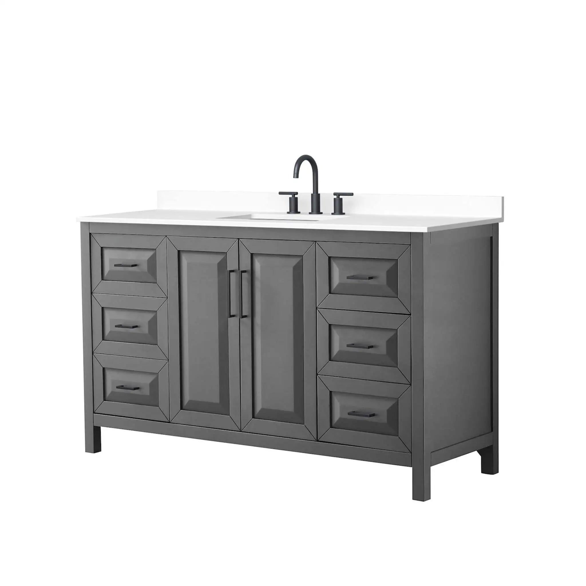 60" Daria Single Bathroom Vanity in Dark Gray with Matte Black Trim by Wyndham