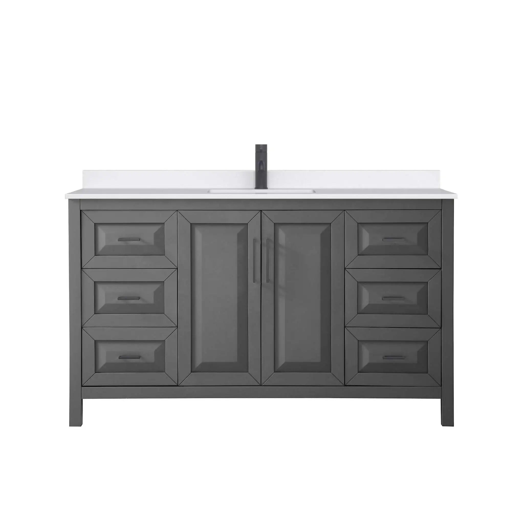 60" Daria Single Bathroom Vanity in Dark Gray with Matte Black Trim by Wyndham